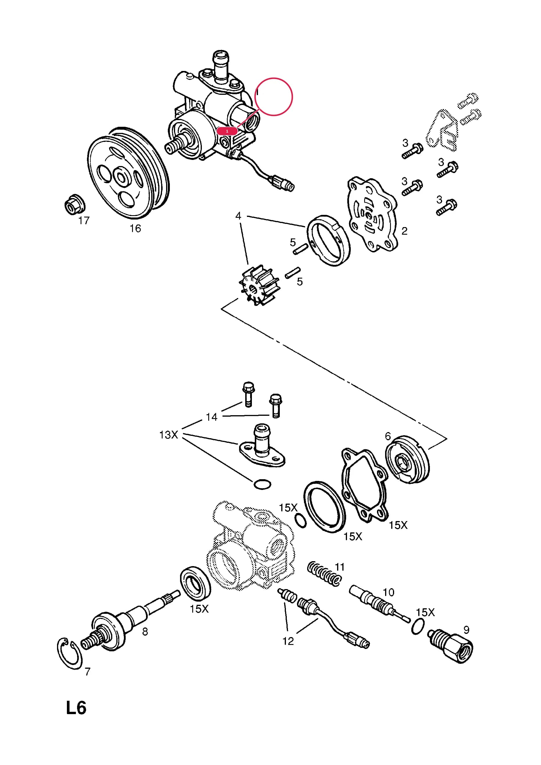 PUMP,ASSY.,POWER STEERING (EXCHANGE PART 93175582   59 48 045 OPEL,R1700032 VAUXHALL) (NLS.- NO REPLACEMENT PART) — Opel  FRONTERA-B ( 1999 -  2004) — L STEERING › 8.X22SE,32 PETROL ENGINES -XV608501