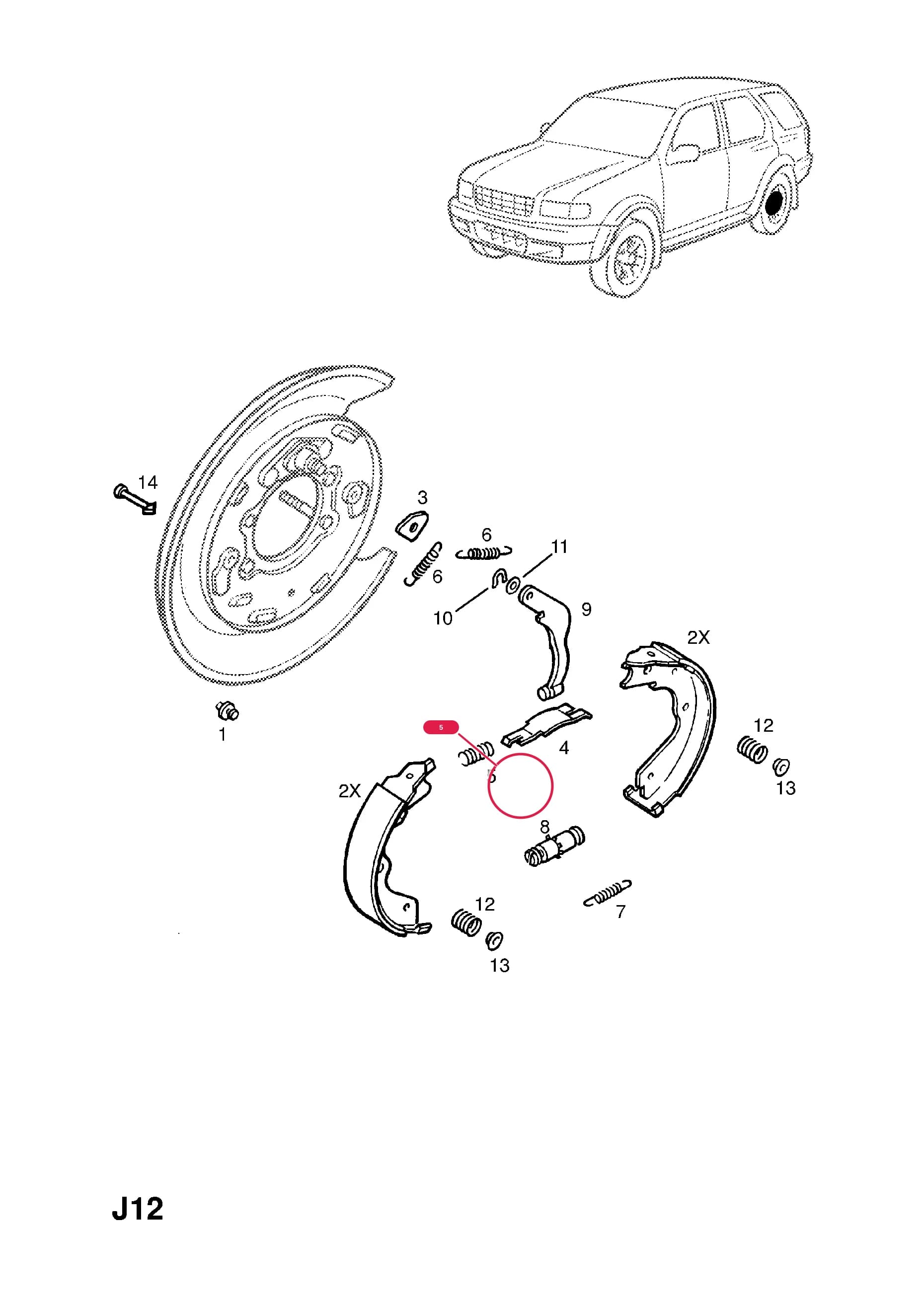 SPRING,LEVER TO SHOE (NLS.- USE 97120771  5 14 879) — Opel  FRONTERA-B ( 1999 -  2004) — J BRAKES › 25.REAR BRAKE SHOE AND LINING
