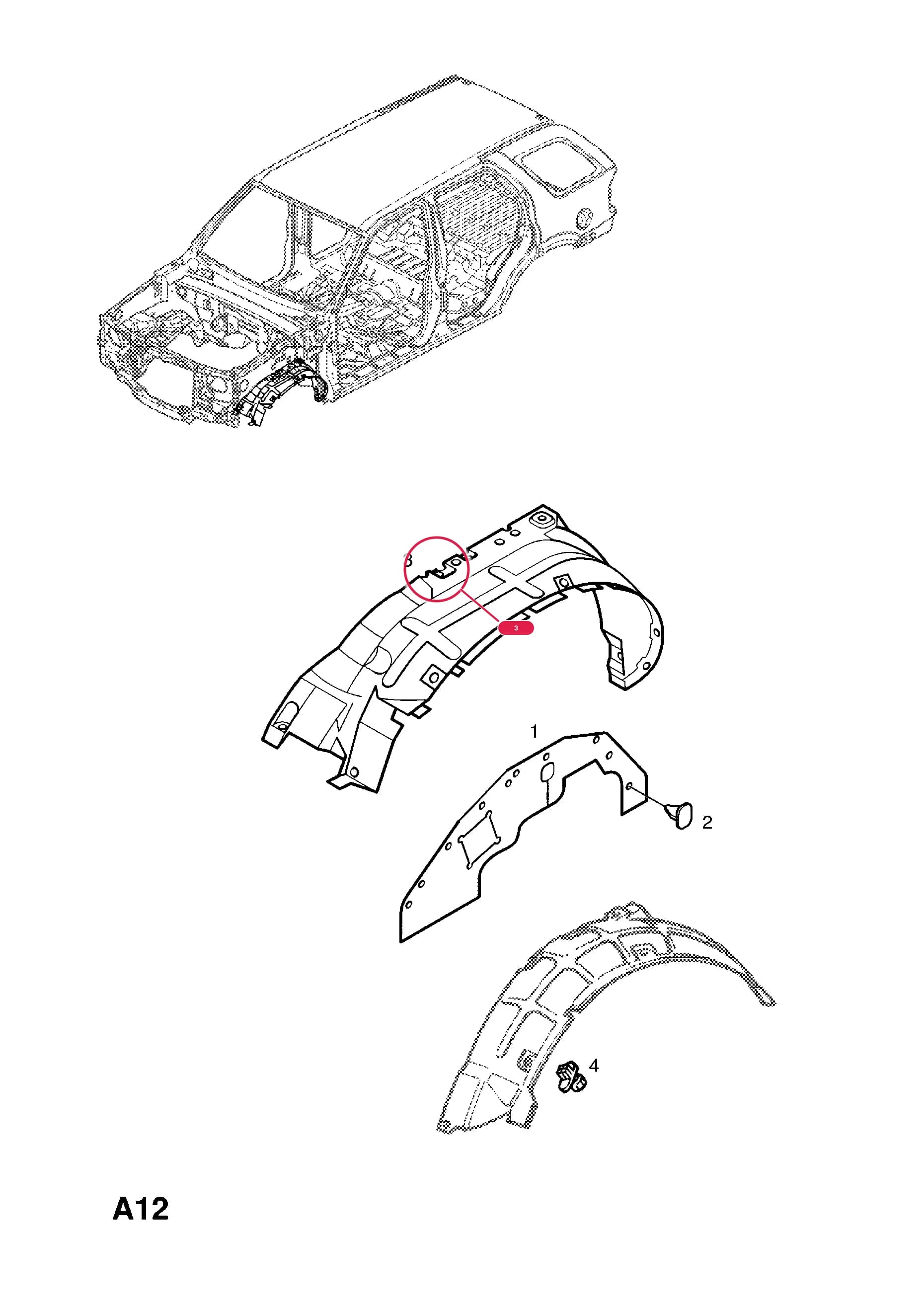LINER,INNER,RH WING — Opel  FRONTERA-B ( 1999 -  2004) — A BODY SHELL AND PANELS › 4 FRONT END