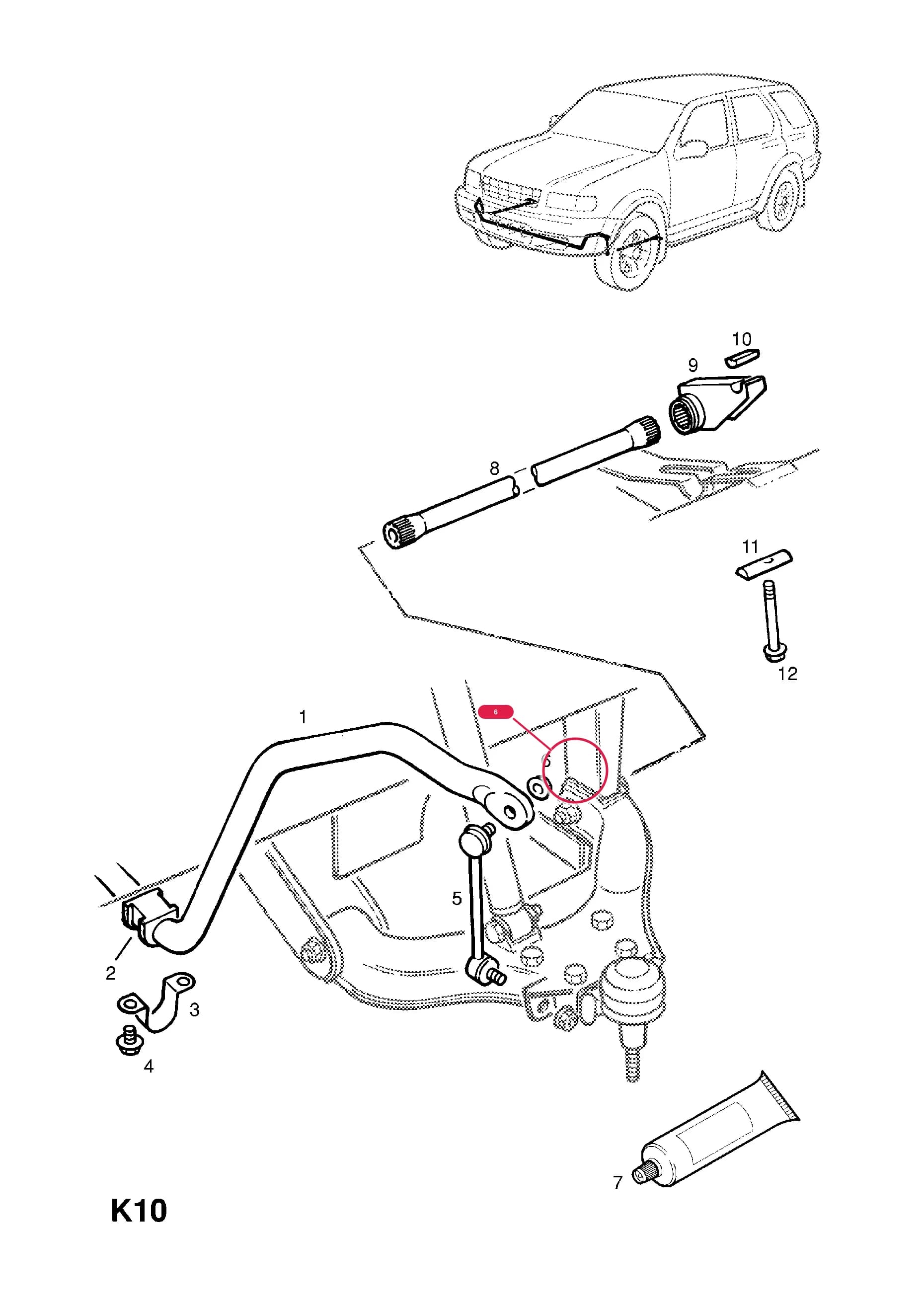 NUT,HEX.,FRONT SUSPENSION STABILIZER BAR LINK — Opel  FRONTERA-B ( 1999 -  2004) — K FRONT AXLE AND SUSPENSION › 20.FRONT SUSPENSION STABILIZER BAR