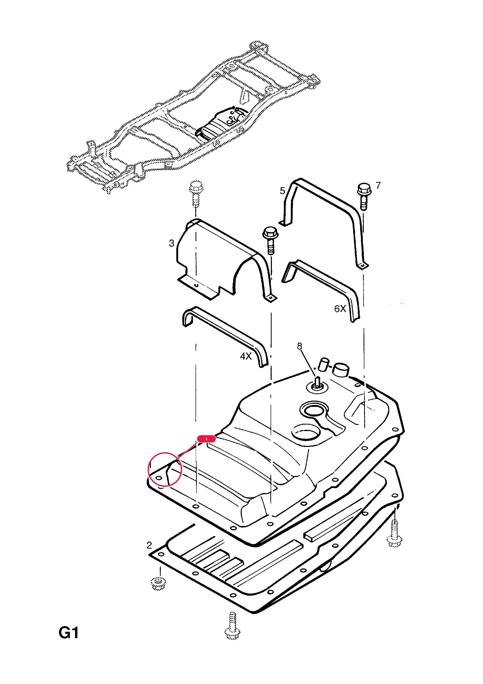 TANK,ASSY.,FUEL,LESS FUEL GAUGE AND FUEL PUMP (NLS.- NO REPLACEMENT PART)  (PRODUCTION NO. 97178653) — Opel  FRONTERA-B ( 1999 -  2004) — G FUEL AND EXHAUST › 87.FUEL TANK