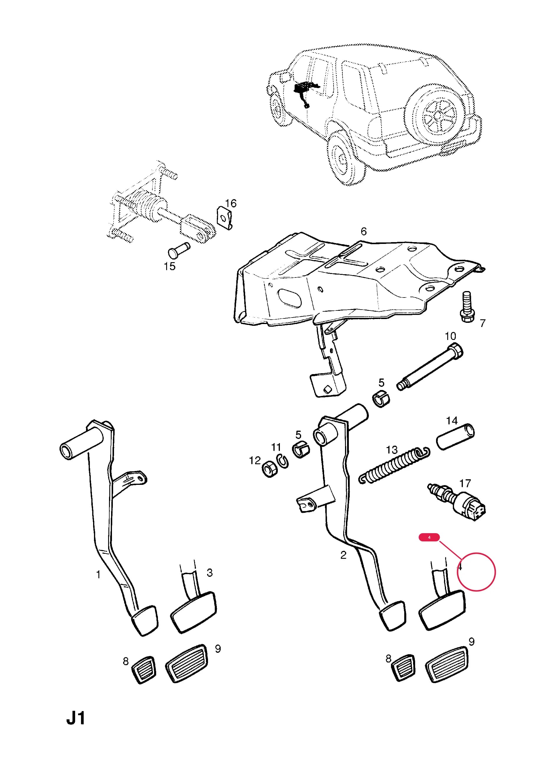PEDAL,ASSY.,BRAKE,LHD (NLS.- NO REPLACEMENT PART)  (PRODUCTION NO. 97143980)Примечание:USED WITH AUTOMATIC TRANSMISSION — Opel  FRONTERA-B ( 1999 -  2004) — J BRAKES › 4.BRAKE PEDAL