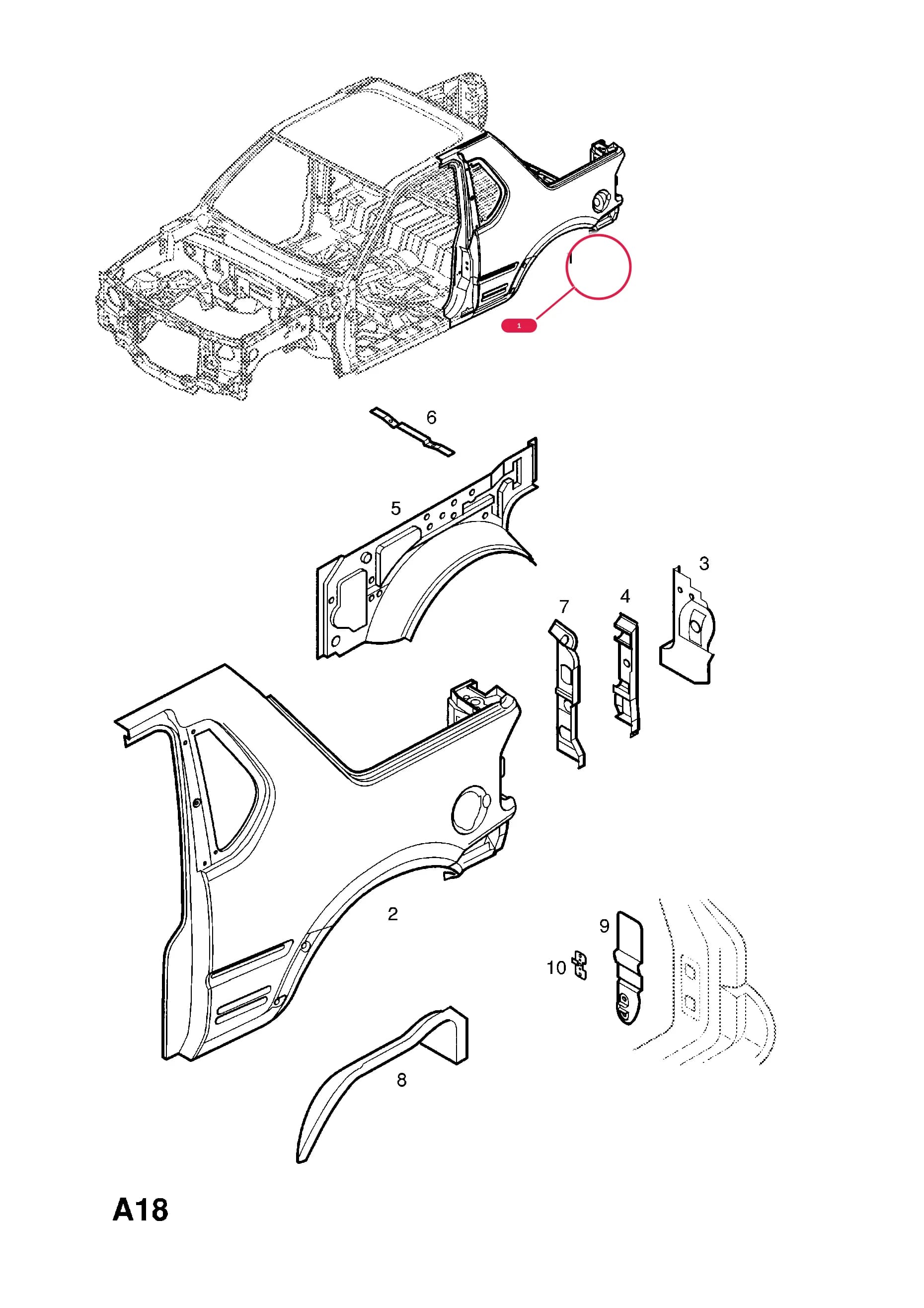 PANEL,ASSY.,BODY SIDE,REAR,RH (NLS.- NO REPLACEMENT PART) — Opel  FRONTERA-B ( 1999 -  2004) — A BODY SHELL AND PANELS › 6 BODY SIDE