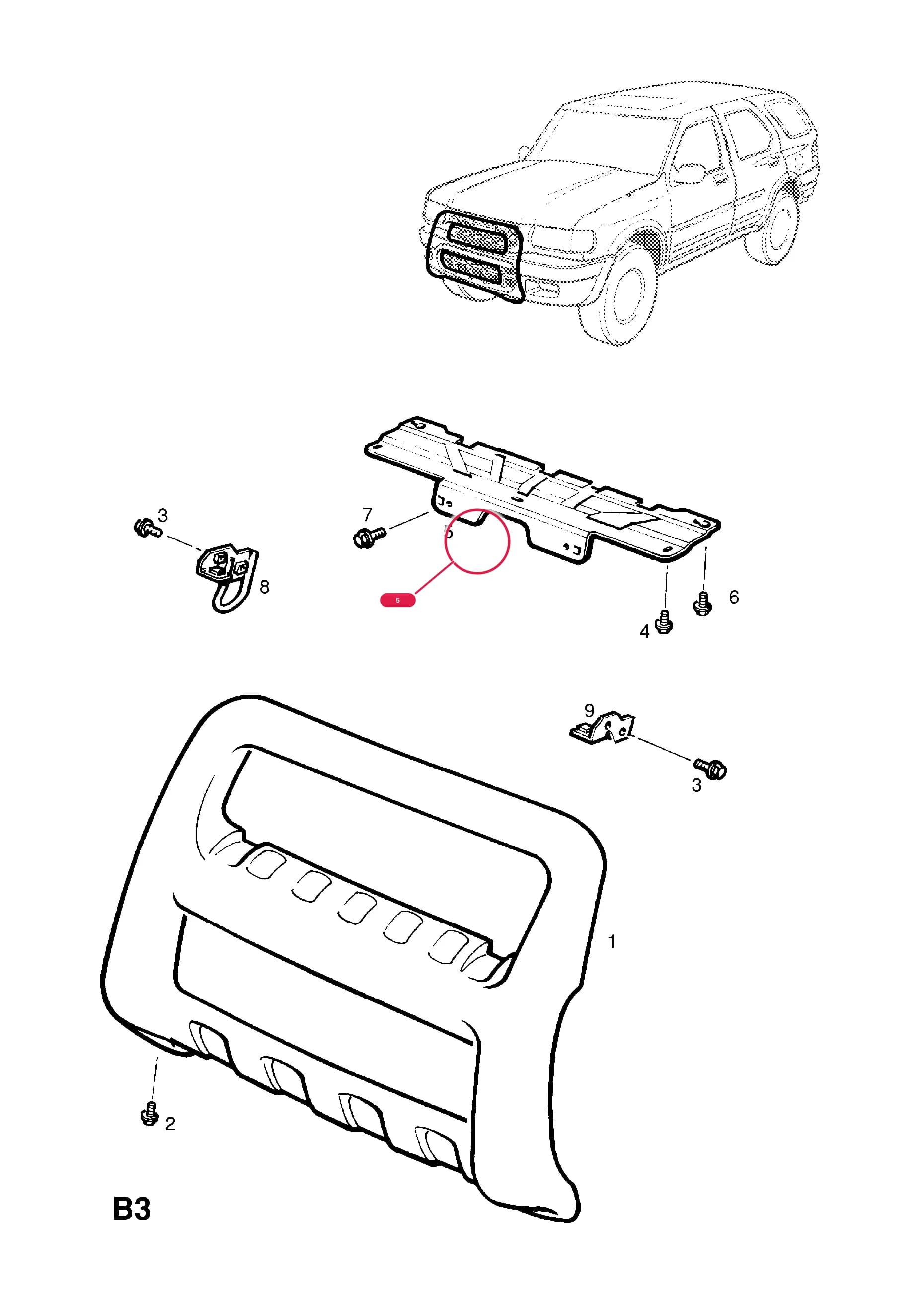 BRACKET,NUDGE BAR REINFORCEMENT (USED FOR AFTERMARKET COLOUR KEYED PAINTING) — Opel  FRONTERA-B ( 1999 -  2004) — B BODY EXTERIOR FITTINGS › 2 NUDGE BAR