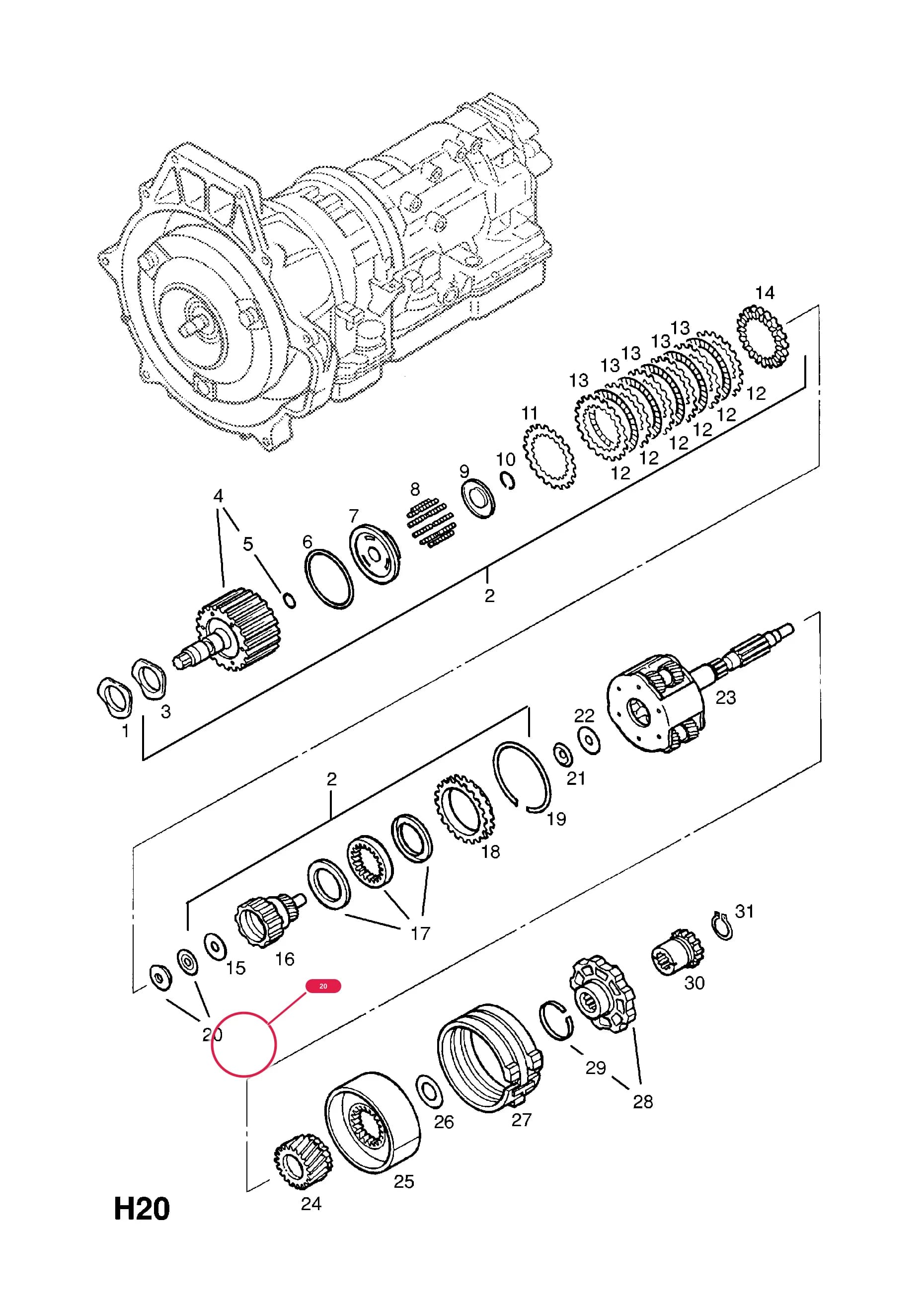 BEARING,SUN GEAR,THIRD SPEED CLUTCH (NLS.- NO REPLACEMENT PART) — Opel  FRONTERA-B ( 1999 -  2004) — H TRANSMISSION › 3 AUTOMATIC TRANSMISSION