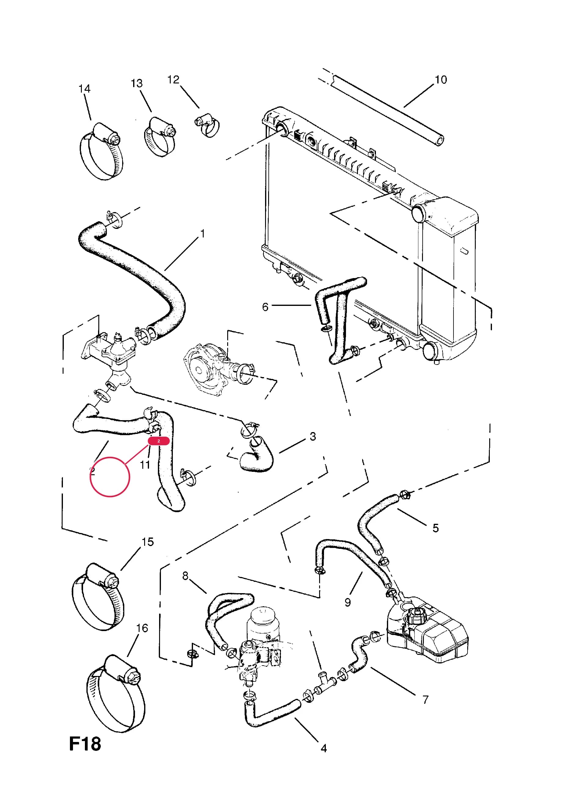 HOSE,OUTLET,BOTTOM,RADIATOR TO THERMOSTAT,34MM ID. X 390MM  (PRODUCTION NO. 90220540) — Opel  OMEGA-A ( 1987 -  1993) — F COOLING › 22.HOSES AND PIPES (CONTD.)