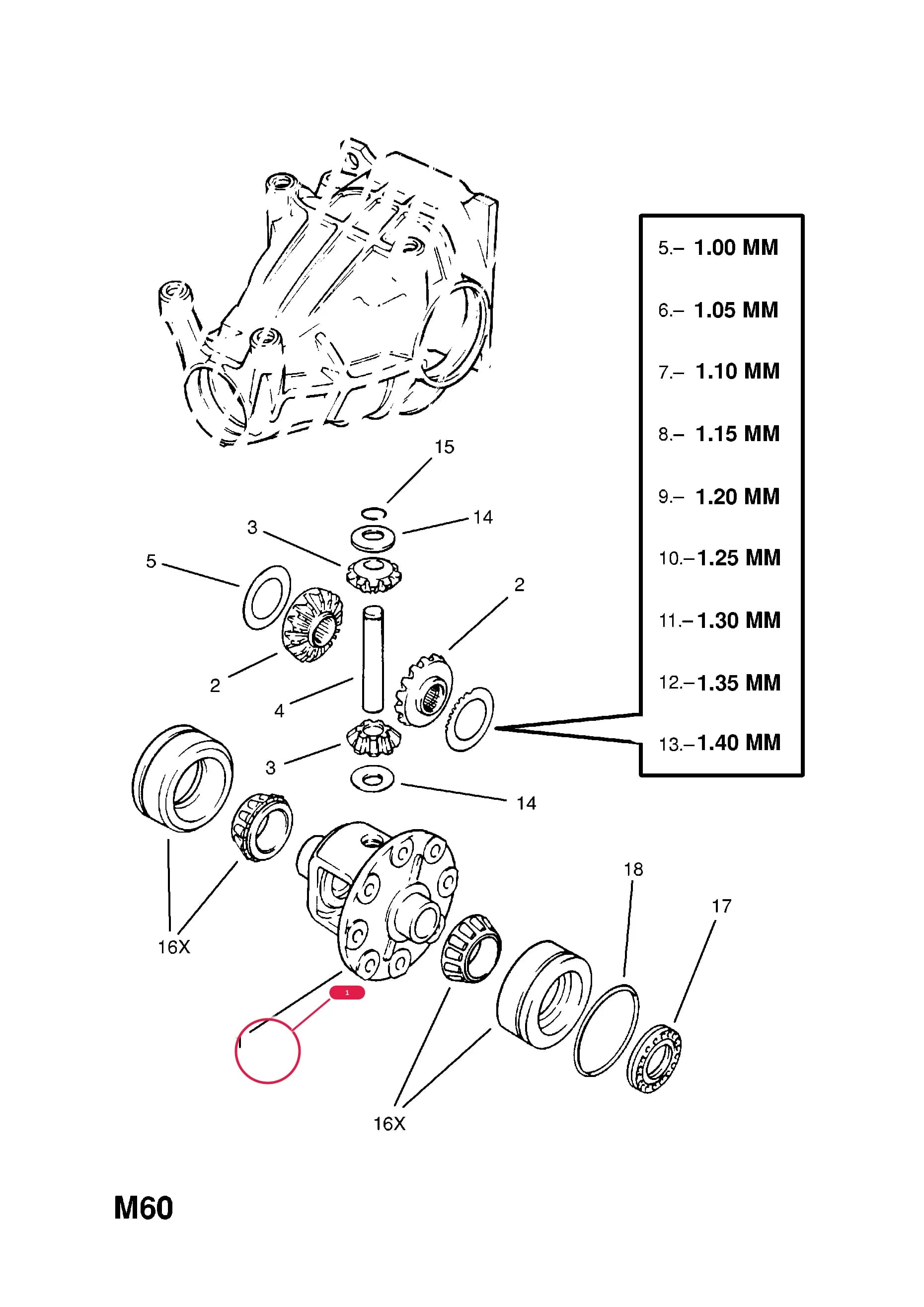 -CASE,DIFFERENTIAL,37/10RATIO (NLS.- USE 90374274    4 10 259) — Opel  OMEGA-A ( 1987 -  1993) — M REAR AXLE AND SUSPENSION › 5 23YD[LW7] DIESEL ENGINE