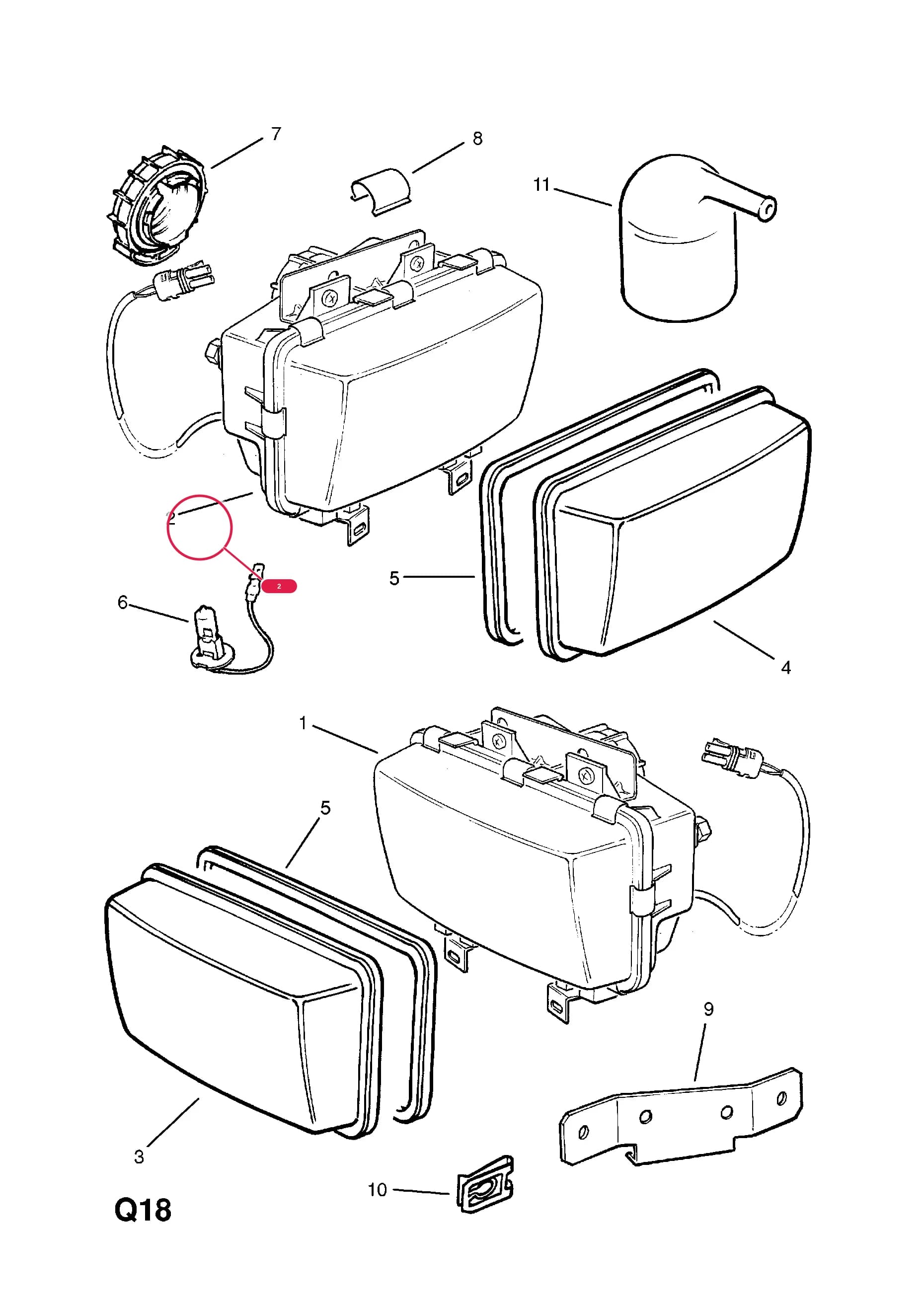LAMP,ASSY.,FRONT FOG,LH (CLEAR LENS) (EXC.FRANCE) (NLS.- NO REPLACEMENT PART) — Opel  OMEGA-A ( 1987 -  1993) — Q ACCESSORIES › 8 ELECTRICAL