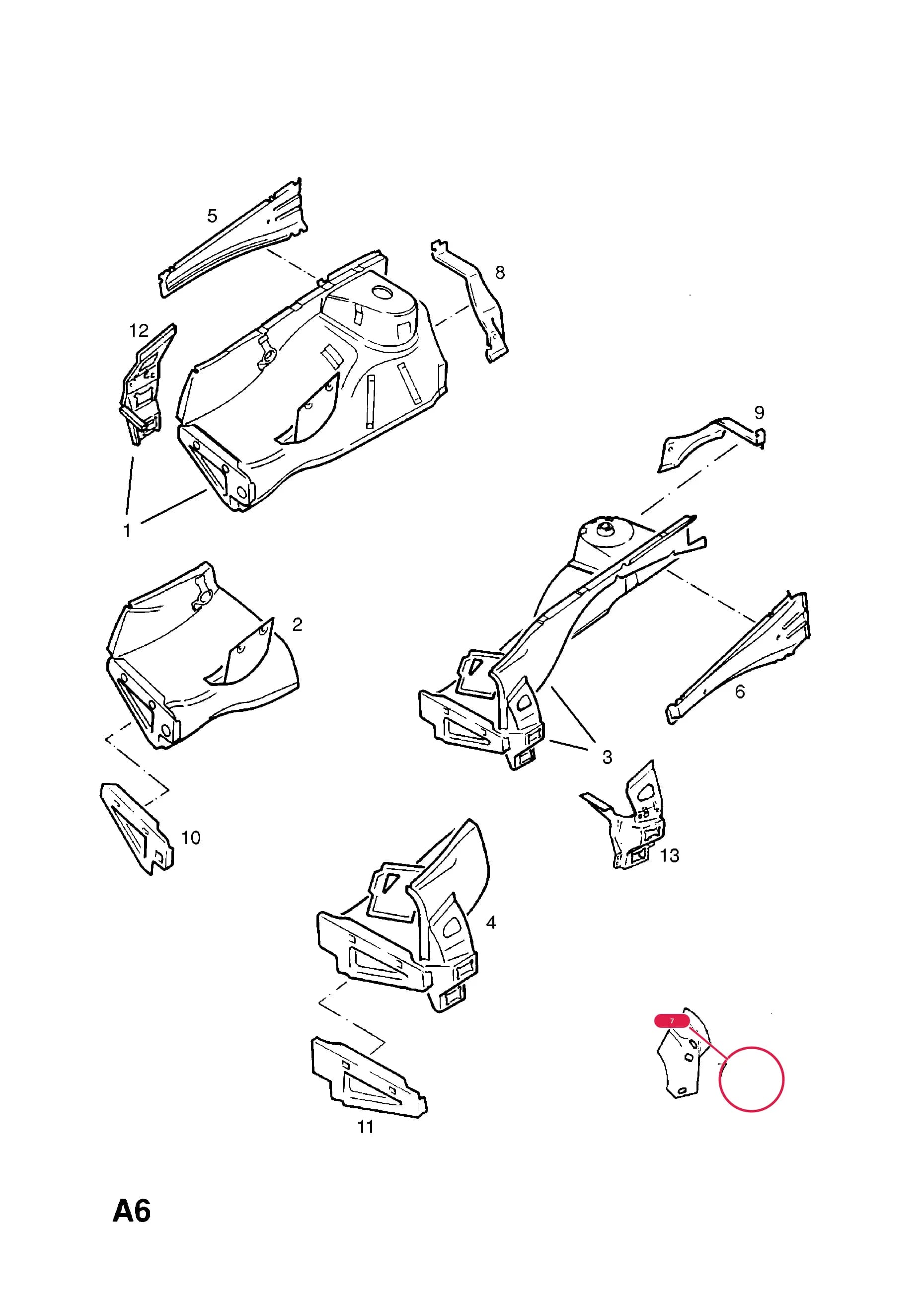 REINFORCEMENT,RH BRACE TO FRONT OUTER BODY PILLAR (NLS.- NO REPLACEMENT PART) — Opel  SENATOR-B ( 1988 -  1994) — A BODY SHELL AND PANELS › 3 FRONT END