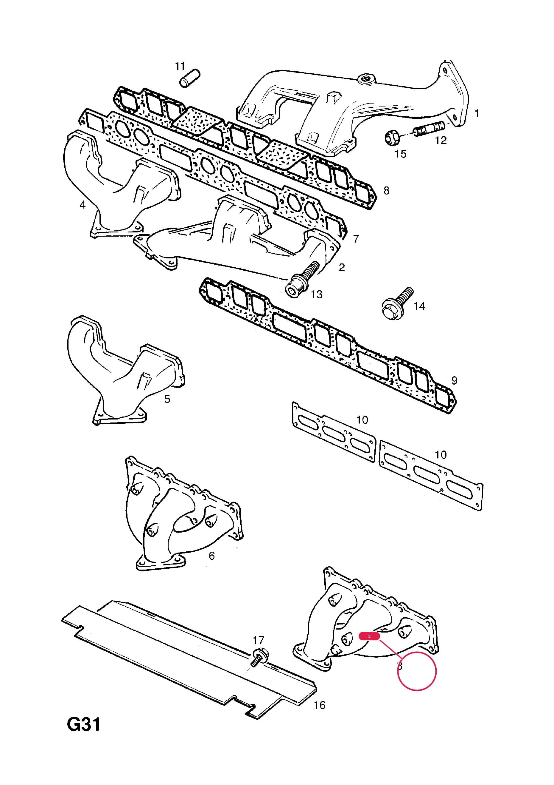 MANIFOLD,EXHAUST,FRONT — Opel  SENATOR-B ( 1988 -  1994) — G FUEL AND EXHAUST › 9.EXHAUST MANIFOLD