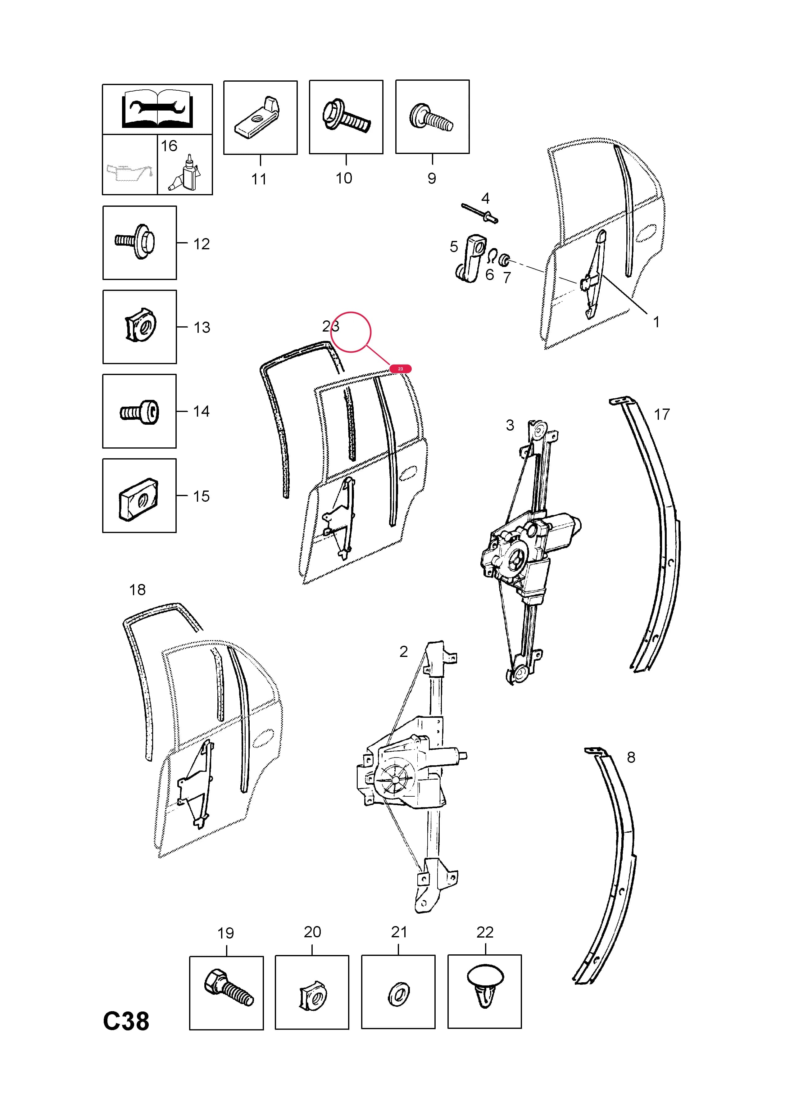 CHANNEL,SEALING,REAR DOOR WINDOW,RH (NLS.- USE 90563282    1 48 094) — Opel  OMEGA-B ( 1994 -  2003) — C BODY INTERIOR FITTINGS › 21 REAR DOOR WINDOW OPENING MECHANISM