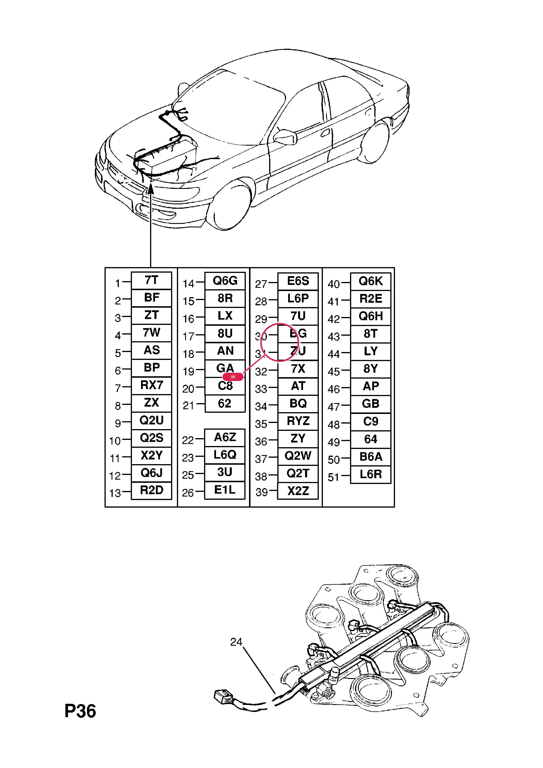 HARNESS,ASSY.,FUEL INJECTION (MOTRONIC) (IDENT BG) (NLS.- NO REPLACEMENT PART) — Opel  OMEGA-B ( 1994 -  2003) — P ELECTRICAL › 9 WIRING HARNESS