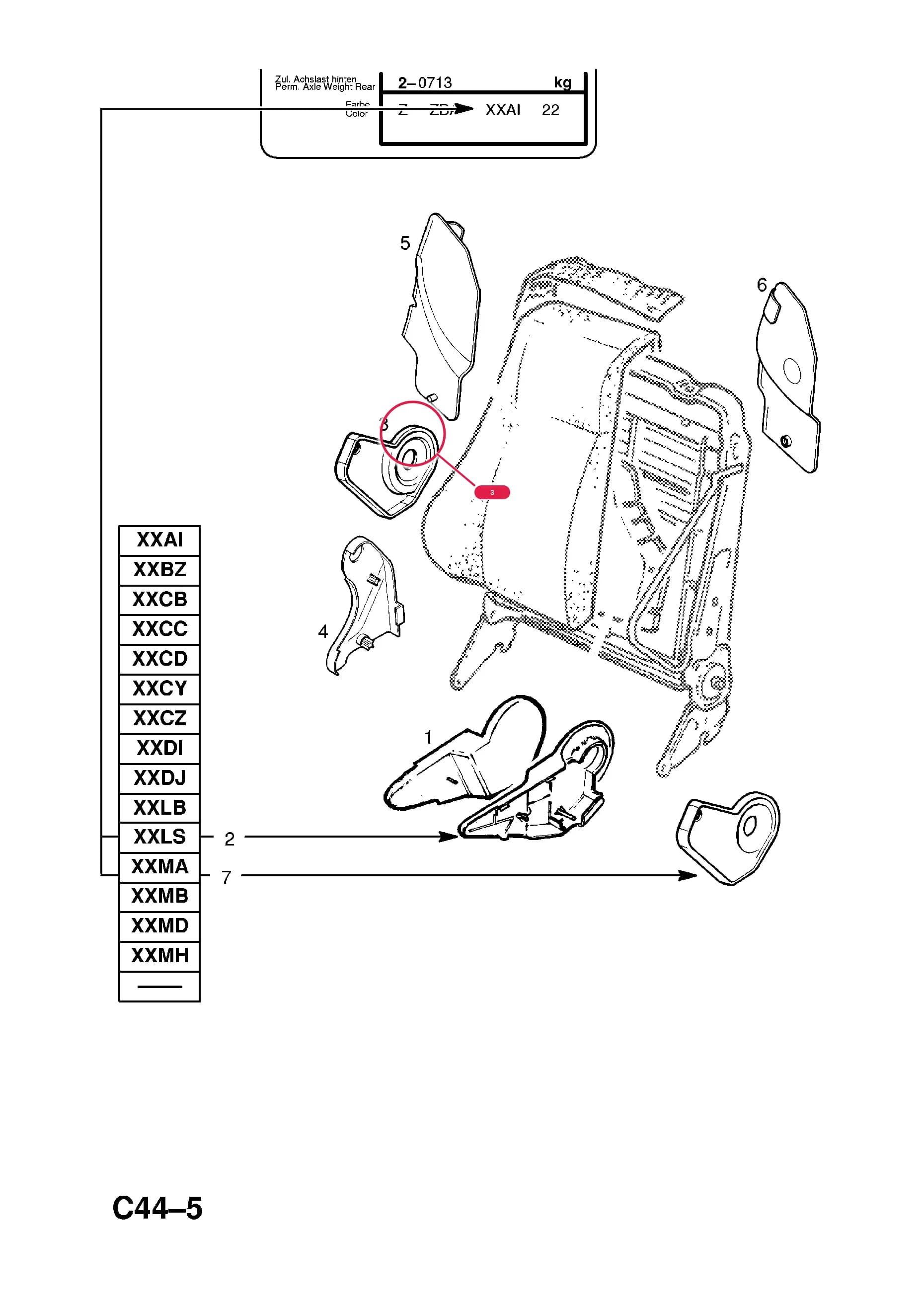 COVER,FOLDING FRONT SEAT ADJUSTER,INNER,LH SEAT,BLACK (NLS.- NO REPLACEMENT PART)  (PRODUCTION NO. 90493068) — Opel  OMEGA-B ( 1994 -  2003) — C BODY INTERIOR FITTINGS › 25 FRONT SEAT FRAME AND FITTINGS - EXCEPT SPORTS SEAT