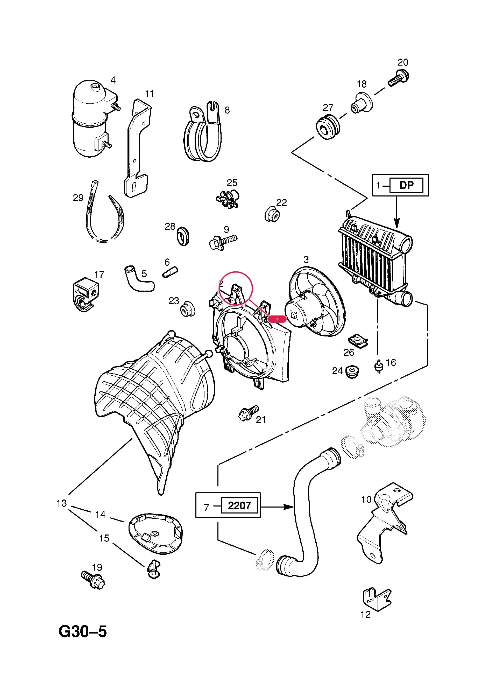 COWL,TURBOCHARGER INTER-COOLER (NLS.- NO REPLACEMENT PART)  (PRODUCTION NO. 90529906) — Opel  OMEGA-B ( 1994 -  2003) — G FUEL AND EXHAUST › 226.TURBOCHARGER (CONTD.)