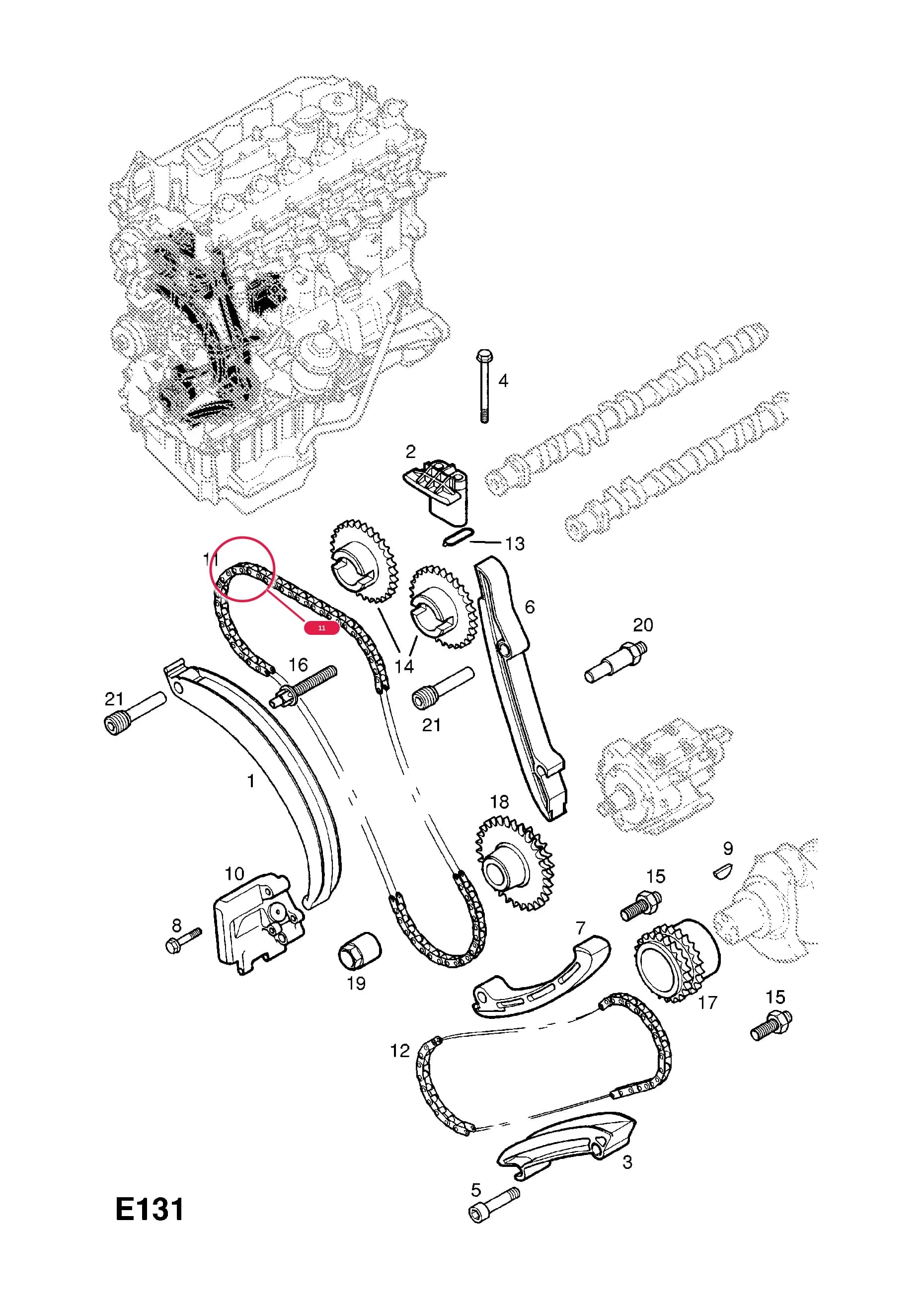 CHAIN,TIMING,UPPER (NLS.- NO REPLACEMENT PART) — Opel  OMEGA-B ( 1994 -  2003) — E ENGINE AND CLUTCH › 8 Y25TD[L14] TURBO-DIESEL ENGINE