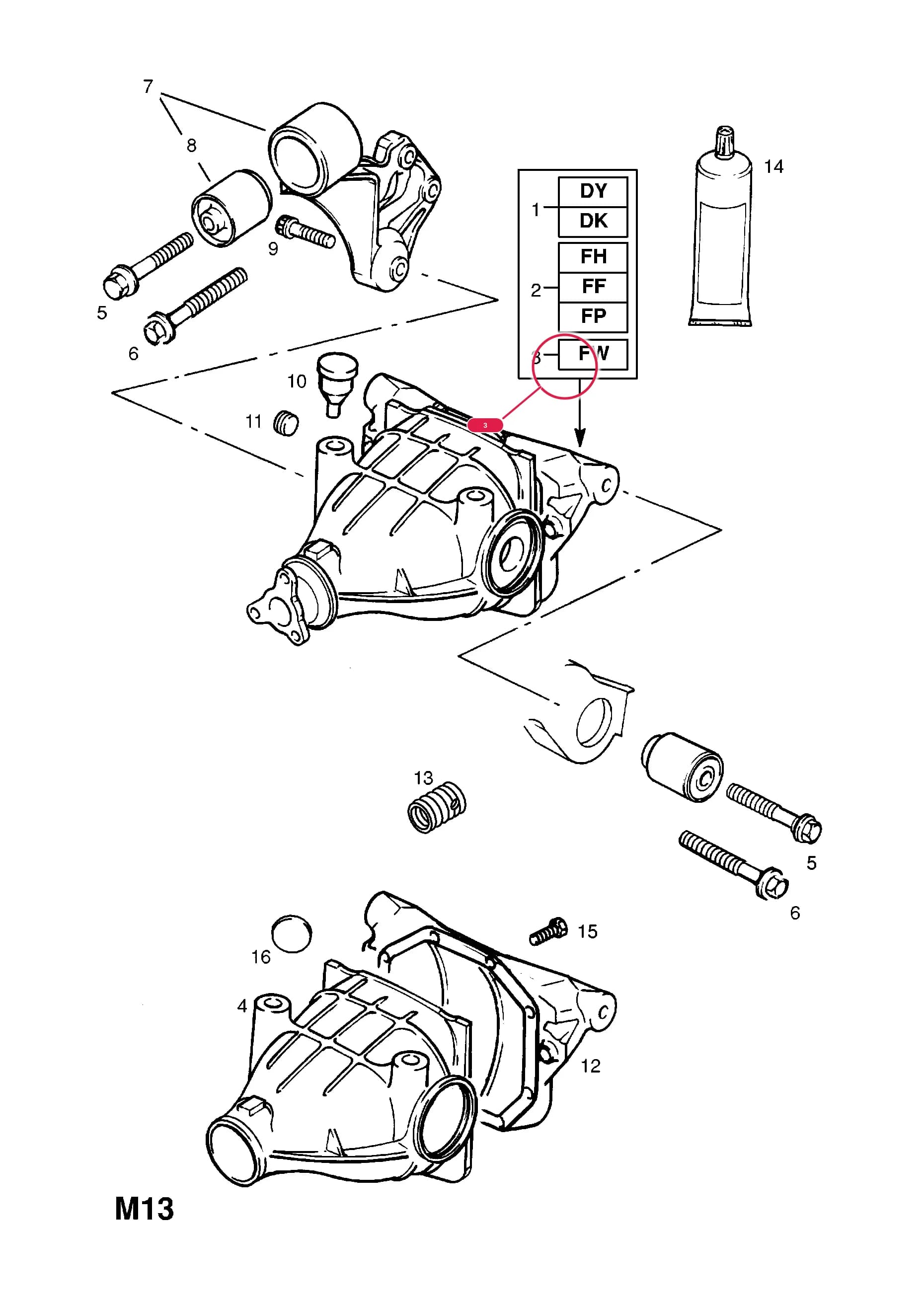 DIFFERENTIAL,ASSY.,38/9RATIO (IDENT FW) (NLS.- NO REPLACEMENT PART) — Opel  OMEGA-B ( 1994 -  2003) — M REAR AXLE AND SUSPENSION › 3 DIFFERENTIAL - X25XE[L80],Y26SE[LY9] PETROL ENGINES