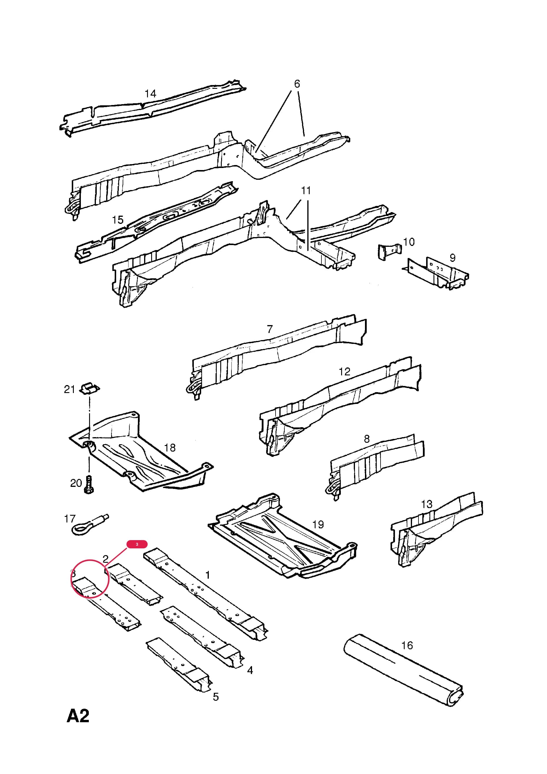 -CROSSMEMBER,FRONT,RH (REPAIR PANEL) (ALSO SUPPLY 90468617    3 02 926) (FOR VAUXHALL) (NLS.- NO REPLACEMENT PART) — Opel  OMEGA-B ( 1994 -  2003) — A BODY SHELL AND PANELS › 2 UNDERBODY
