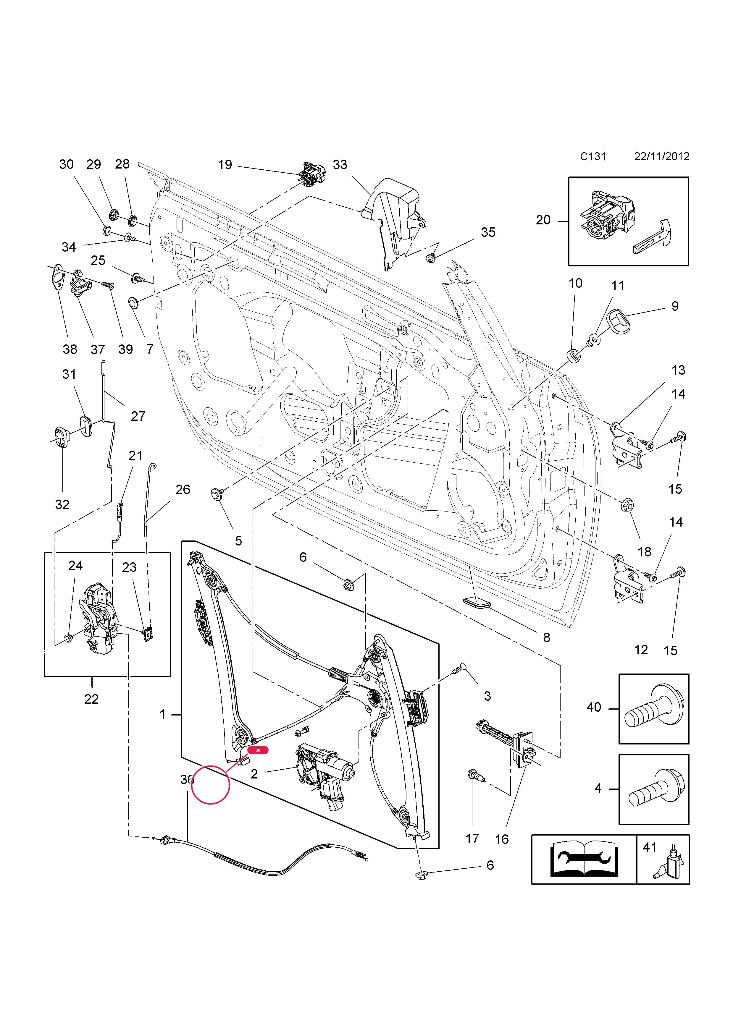 CABLE,BOWDEN — Opel  CASCADA ( 2013 - ) — C BODY INTERIOR FITTINGS › 10 FRONT DOOR FITTINGS