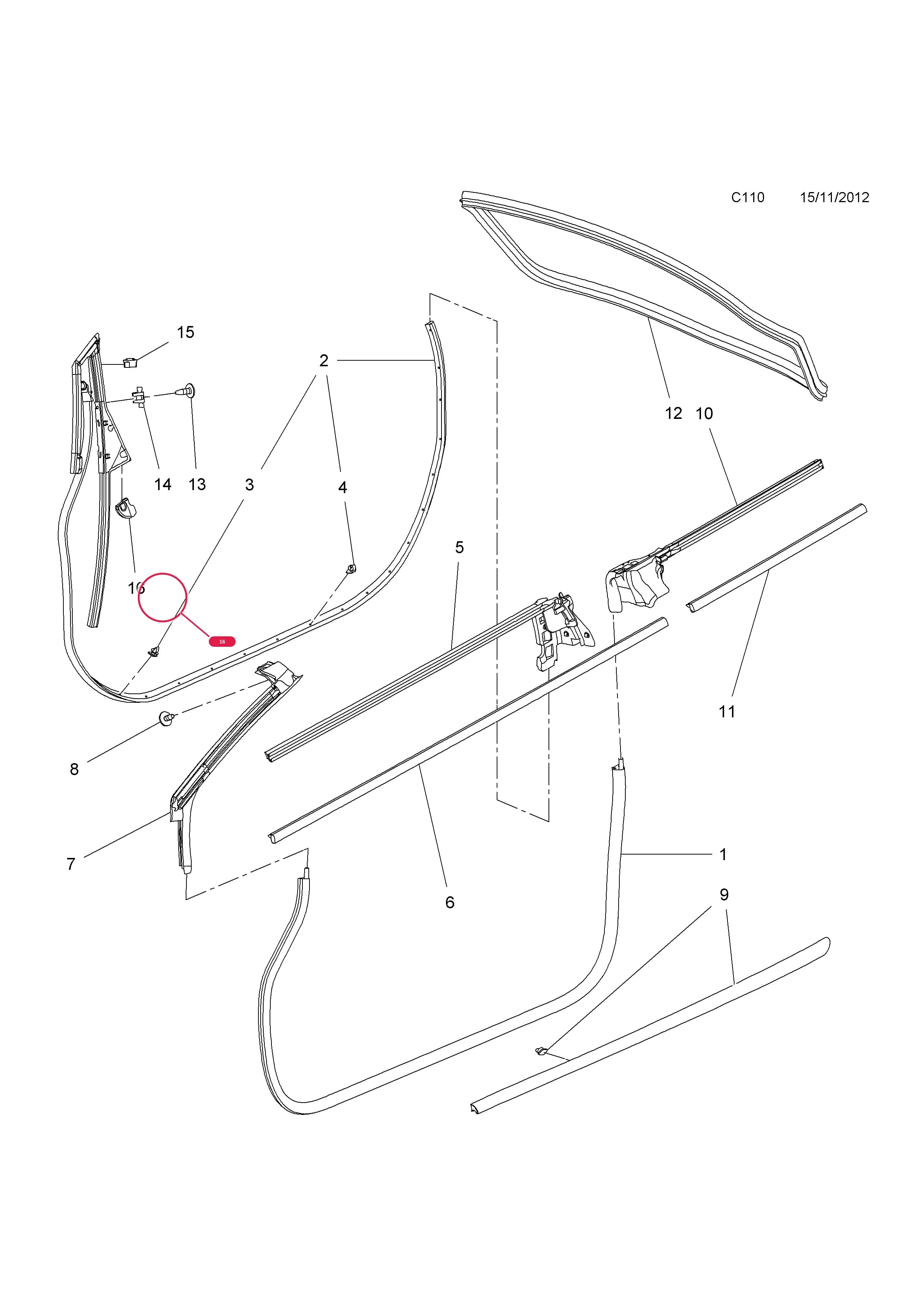 INSULATOR,LH — Opel  CASCADA ( 2013 - ) — C BODY INTERIOR FITTINGS › 8 WEATHERSTRIPS