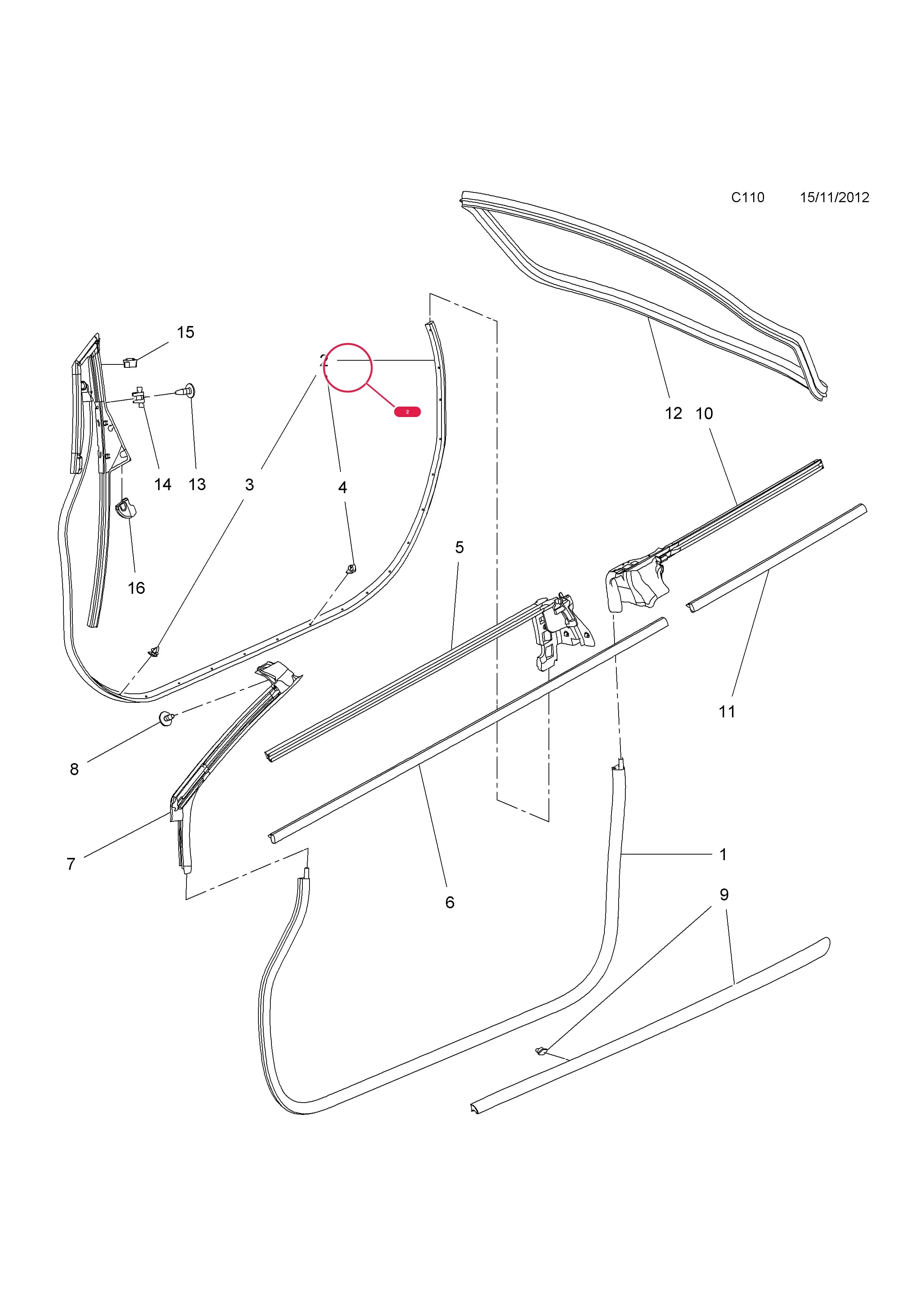 WEATHERSTRIP,FRONT DOOR,RH (DOOR SIDE) — Opel  CASCADA ( 2013 - ) — C BODY INTERIOR FITTINGS › 8 WEATHERSTRIPS