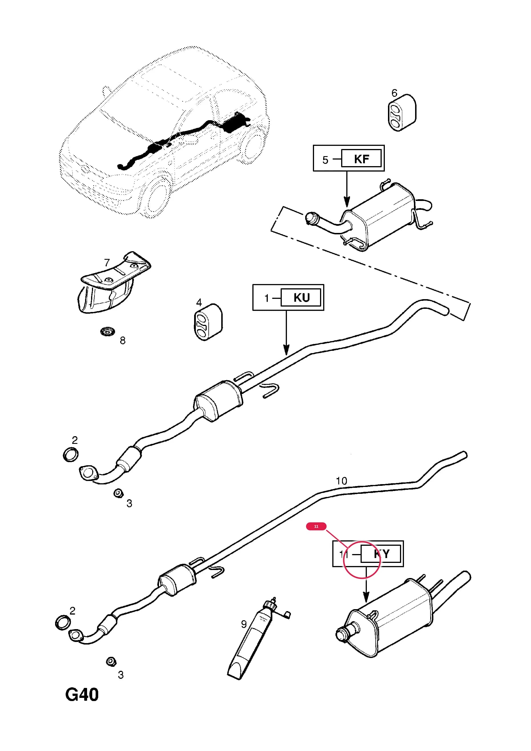 SILENCER,ASSY.,REAR AND TAIL PIPE (IDENT KY) — Opel  CORSA-C ( 2001 - ) — G FUEL AND EXHAUST › 78.EXHAUST PIPE,SILENCER AND CATALYTIC CONVERTER (CONTD.)