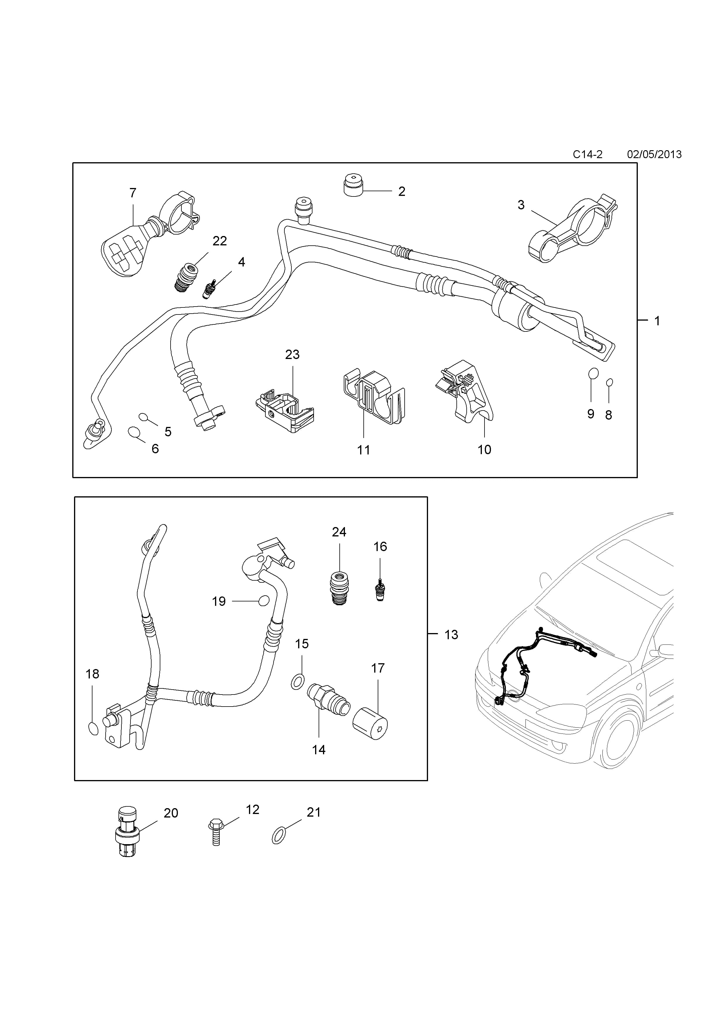 PIPE,LIQUID REFRIGERANT,EVAPORATOR — Opel  CORSA-C ( 2001 - ) — C BODY INTERIOR FITTINGS › 6 AIR CONDITIONING