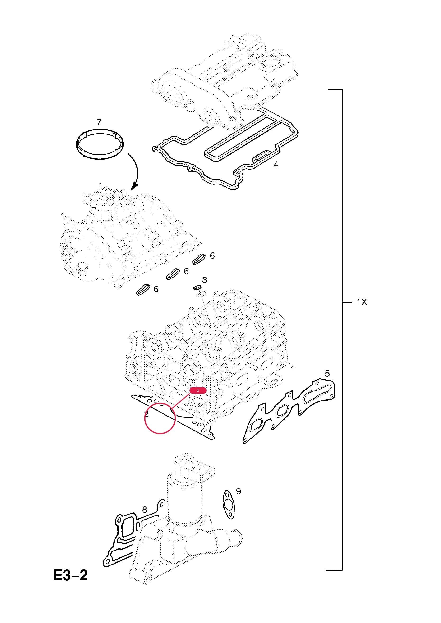 -GASKET,CYLINDER HEAD  (PRODUCTION NO. 24428685) — Opel  CORSA-C ( 2001 - ) — E ENGINE AND CLUTCH › 1 Z10XE[LW3],Z10XEP[LJ4] PETROL ENGINES