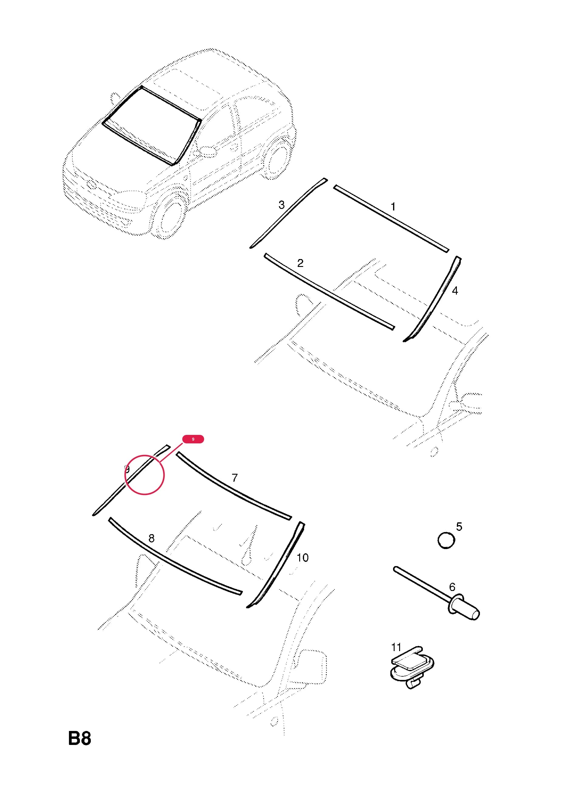 MOULDING,WINDSCREEN,SIDE,RH  (PRODUCTION NO. 9179725) — Opel  CORSA-C ( 2001 - ) — B BODY EXTERIOR FITTINGS › 6 BODY MOULDINGS