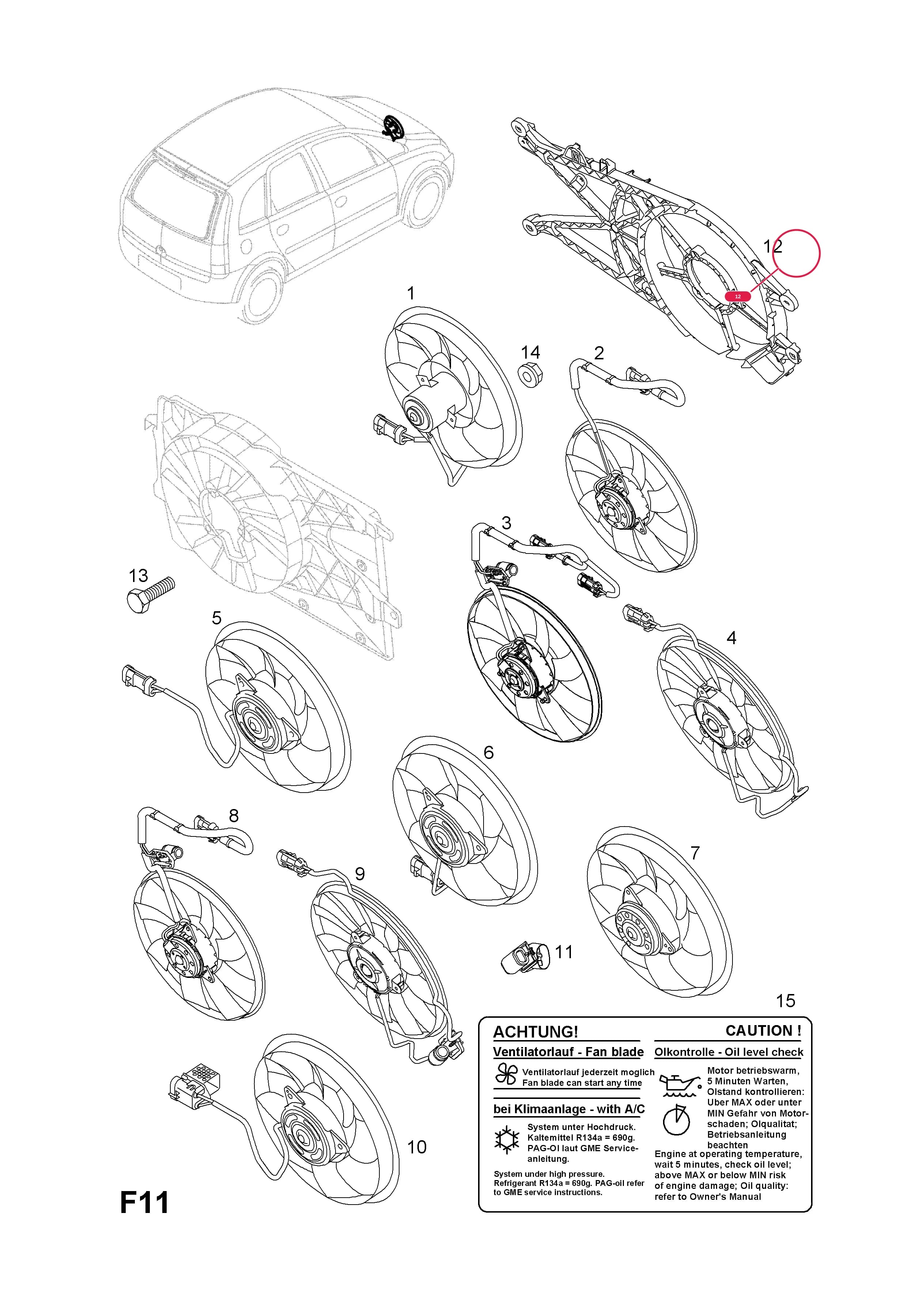 COWL,RADIATOR (PUSHER FAN) — Opel  MERIVA-A ( 2003 -  2010) — F COOLING › 3.EXC.AIR CONDITIONING