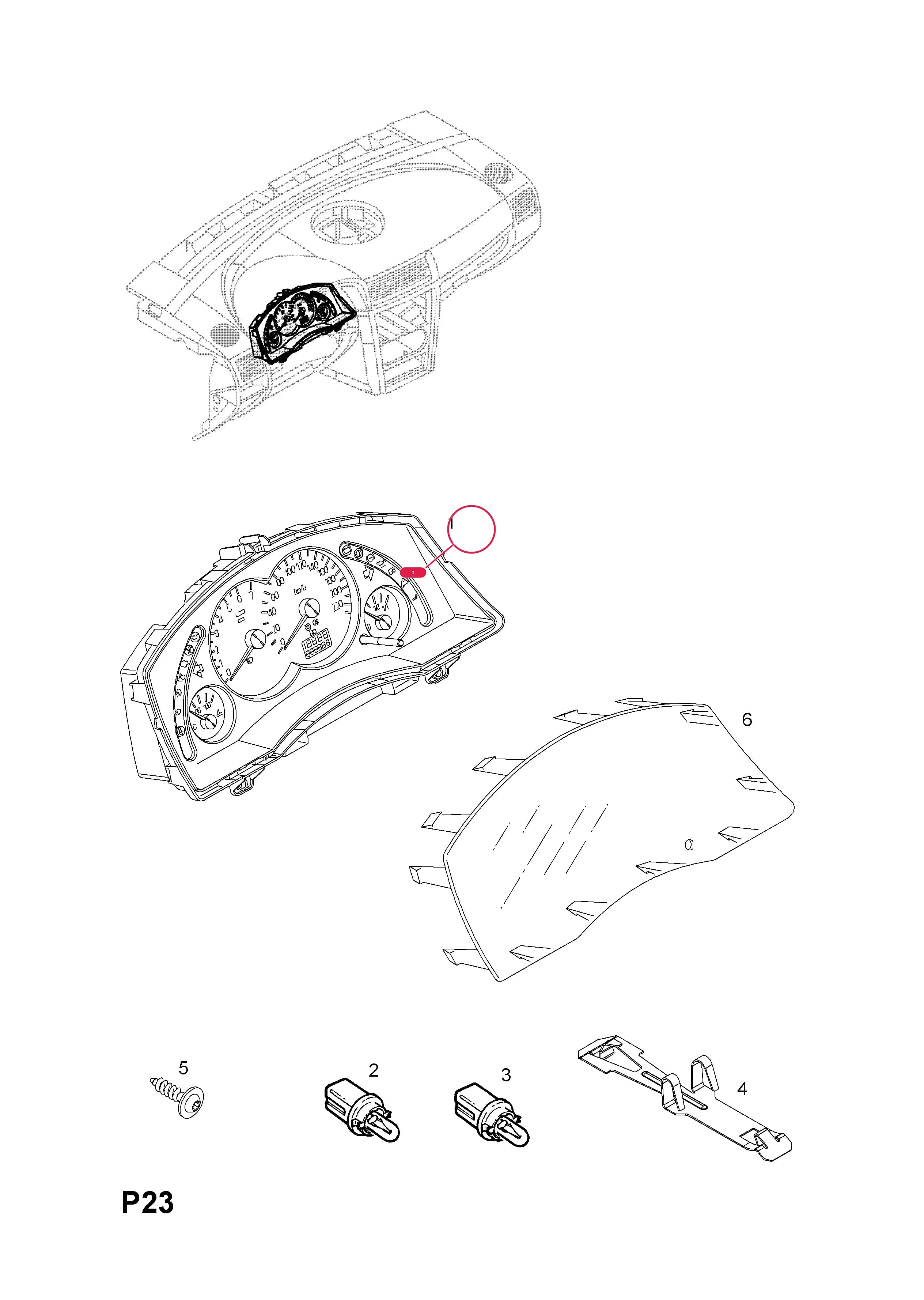 INSTRUMENT,ASSY.,COMBINED,210KMH/6000RPM MAX (IDENT AA)Примечание:USED WITH MANUAL TRANSMISSION — Opel  MERIVA-A ( 2003 -  2010) — P ELECTRICAL › 6 INSTRUMENTS