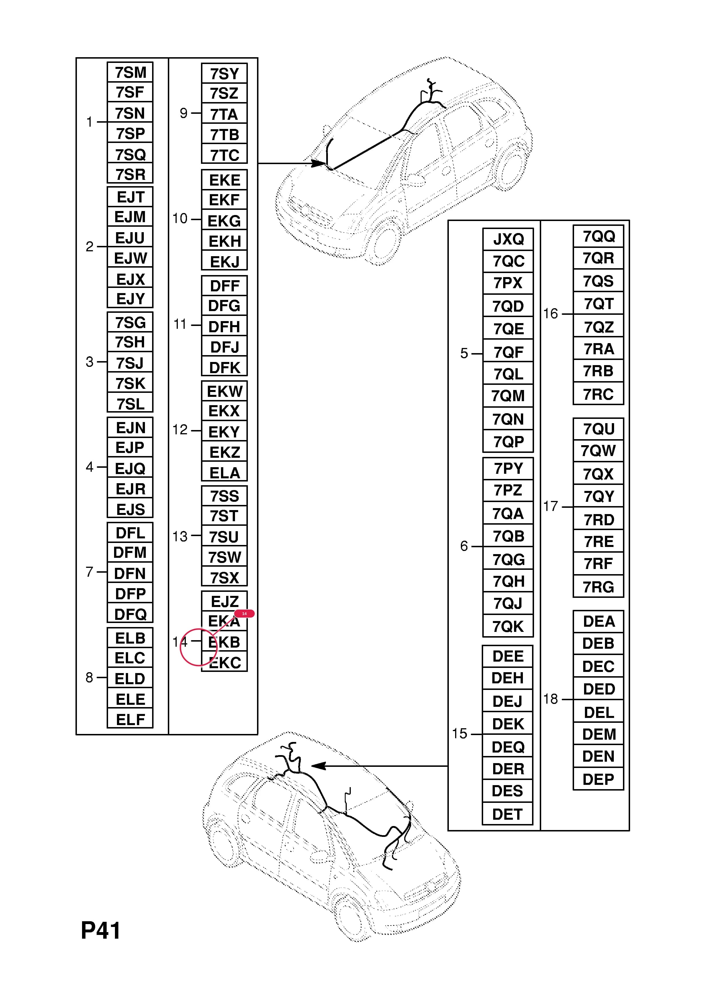 HARNESS,ASSY.,MAIN WIRING,BODY,REAR,RH (IDENT EJZ ALSO SERVICES IDENTS EKA,EKB,EKC,EKD) (FOR CURTAIN AIR BAG) (NLS.- NO REPLACEMENT PART) — Opel  MERIVA-A ( 2003 -  2010) — P ELECTRICAL › 9 WIRING HARNESS