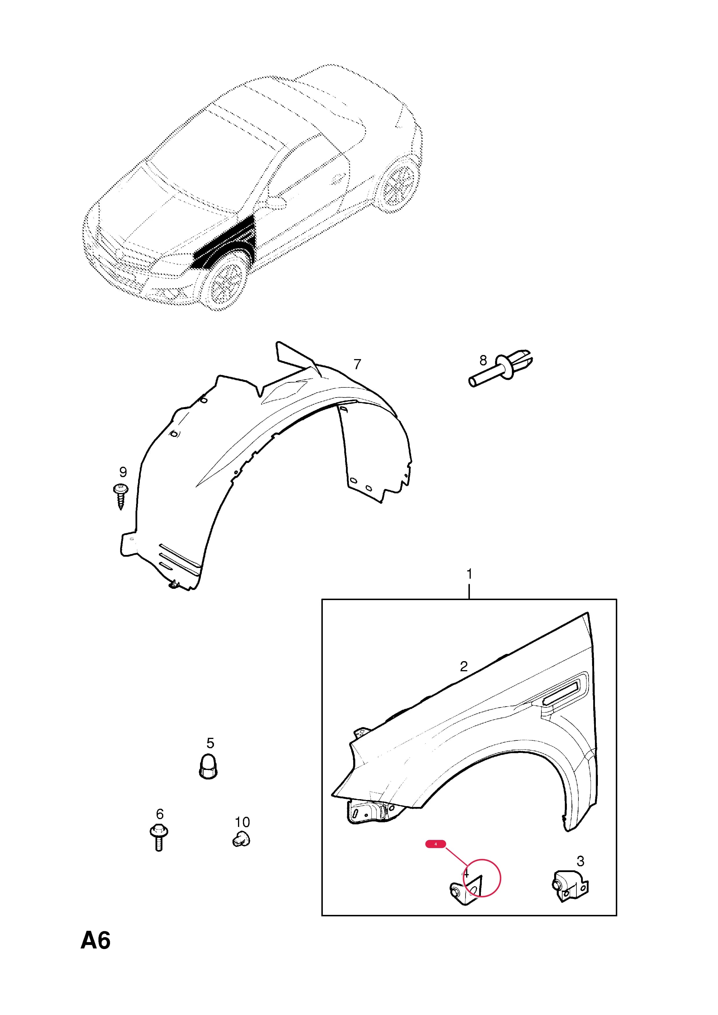 -BRACKET,FRONT WING FIXING,LOWER  (PRODUCTION NO. 93162104) — Opel  TIGRA-B ( 2004 - ) — A BODY SHELL AND PANELS › 3 FRONT END