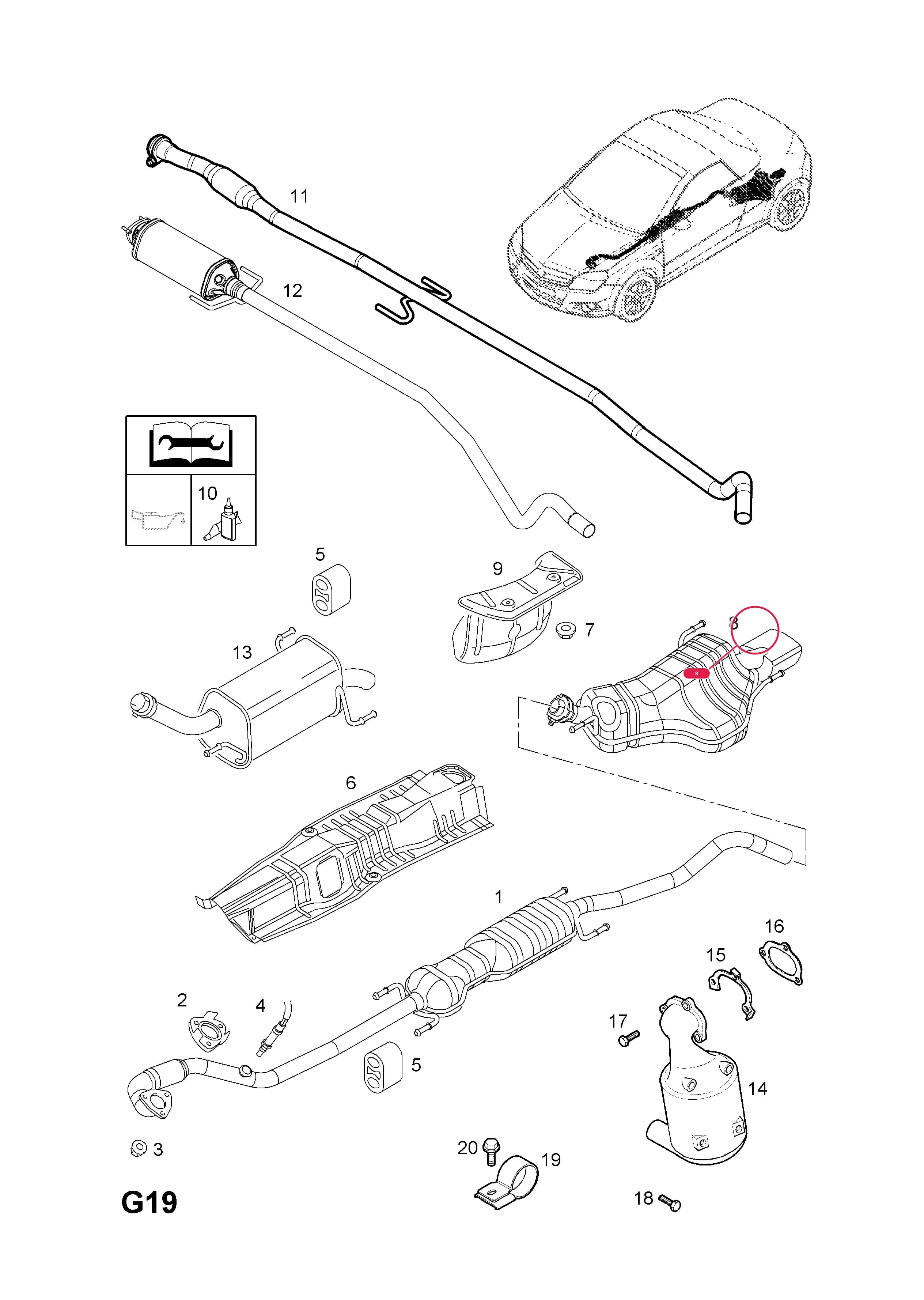 SILENCER,ASSY.,REAR AND TAIL PIPE (IDENT RD) — Opel  TIGRA-B ( 2004 - ) — G FUEL AND EXHAUST › 25.EXHAUST PIPE AND SILENCER (CONTD.)
