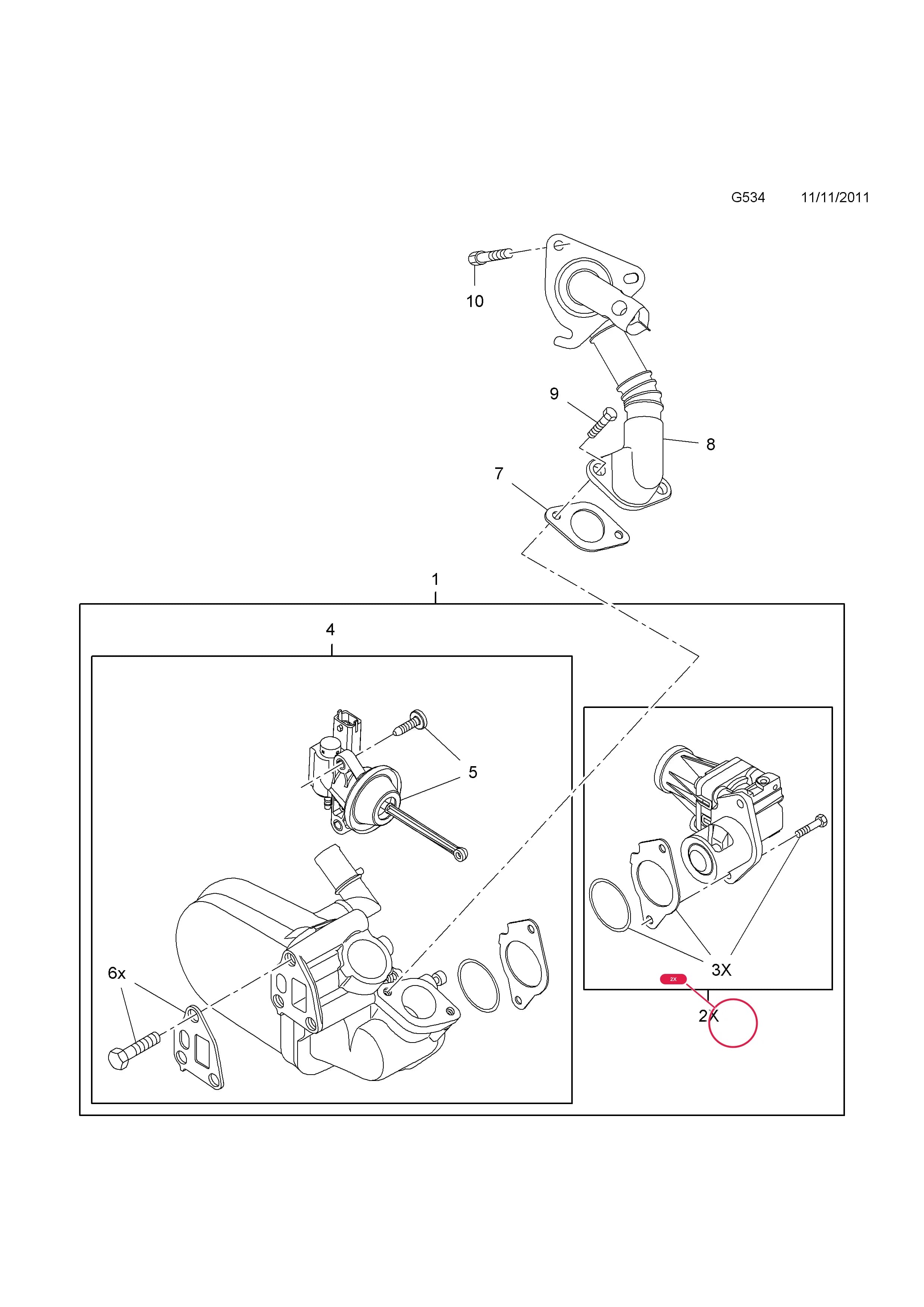 VALVE,EXHAUST GAS RECIRCULATION — Opel  COMBO-D ( 2012 - ) — G FUEL AND EXHAUST › 3 EXHAUST SYSTEM