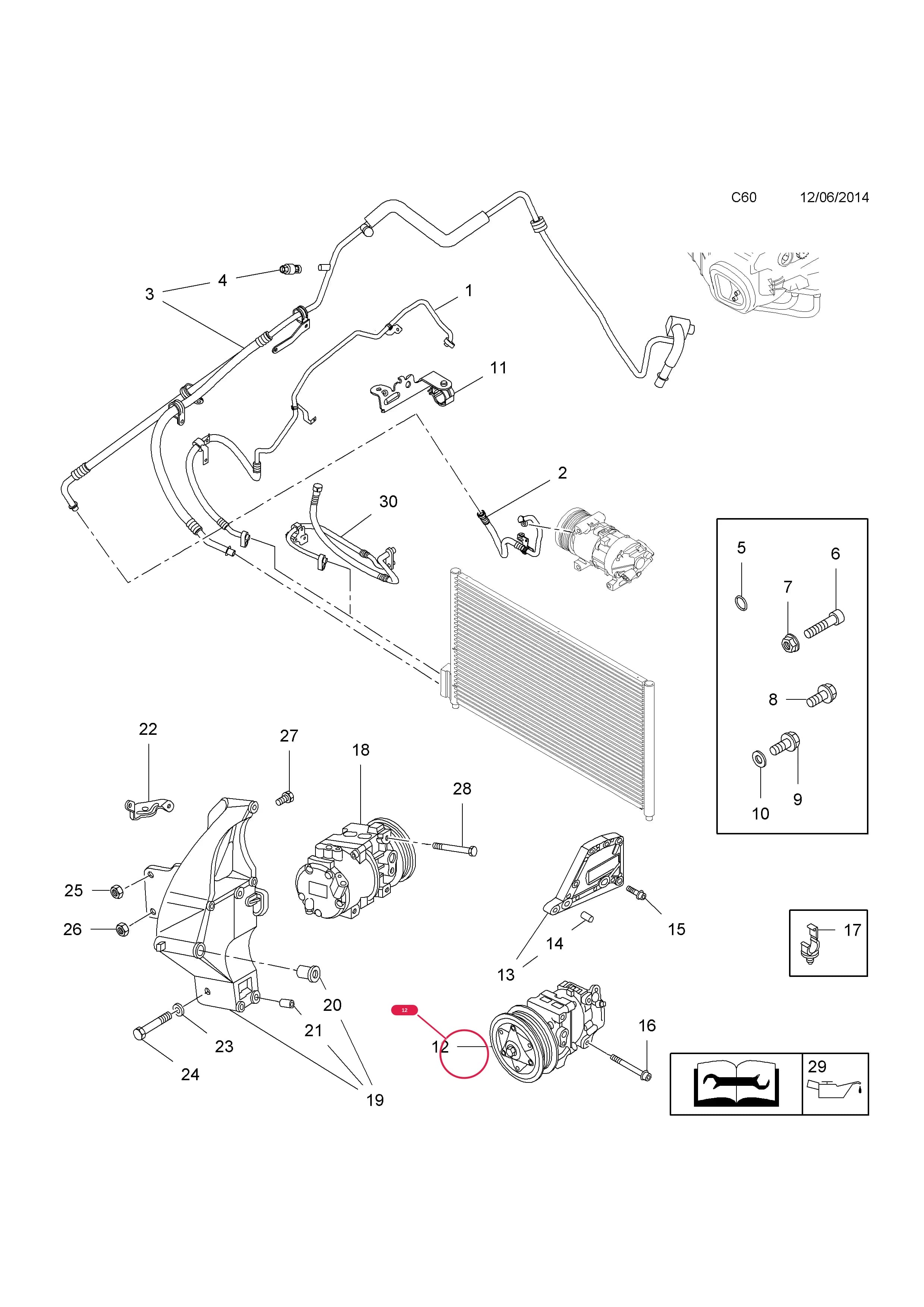 COMPRESSOR,ASSY.,AIR CONDITIONING — Opel  COMBO-D ( 2012 - ) — C BODY INTERIOR FITTINGS › 6 HEATER, AIR CONDITIONING AND VENTILATION