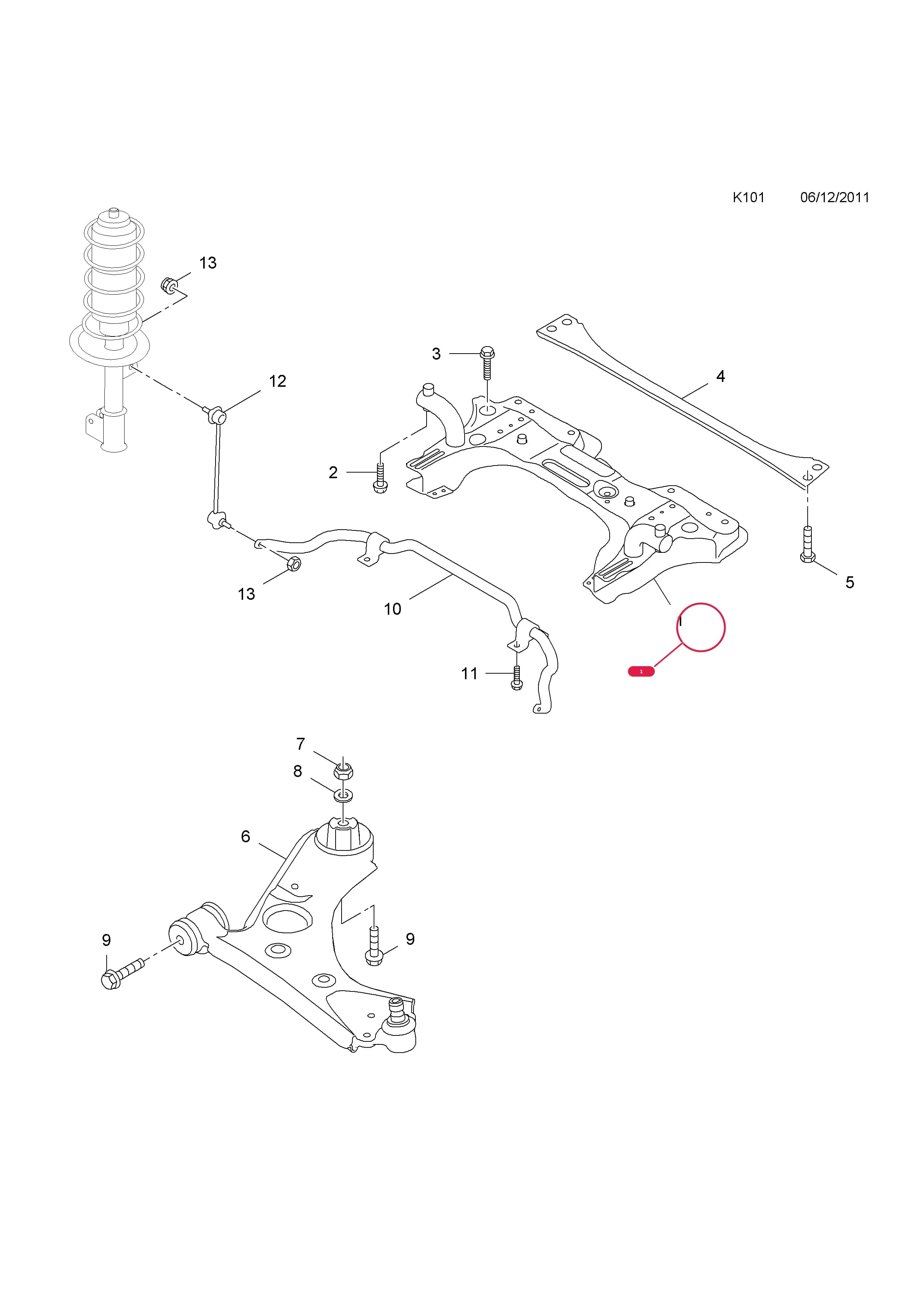CROSSMEMBER,FRONT SUSPENSION (EXCEPT CNG CONVERSION) (NLS.- USE 95514544  3 02 224, 95514553  20 01 428  2 X, 95514636  20 01 431  2 X)Примечание:RANGE: DATE FORMAT DDMMYYYY,PLEASE USE VIN DECODE TO OBTAIN VEHICLE'S PRODUCTION DATE — Opel  COMBO-D ( 2012 - ) — K FRONT AXLE AND SUSPENSION › 1.ENGINE AND FRONT SUSPENSION FRAME
