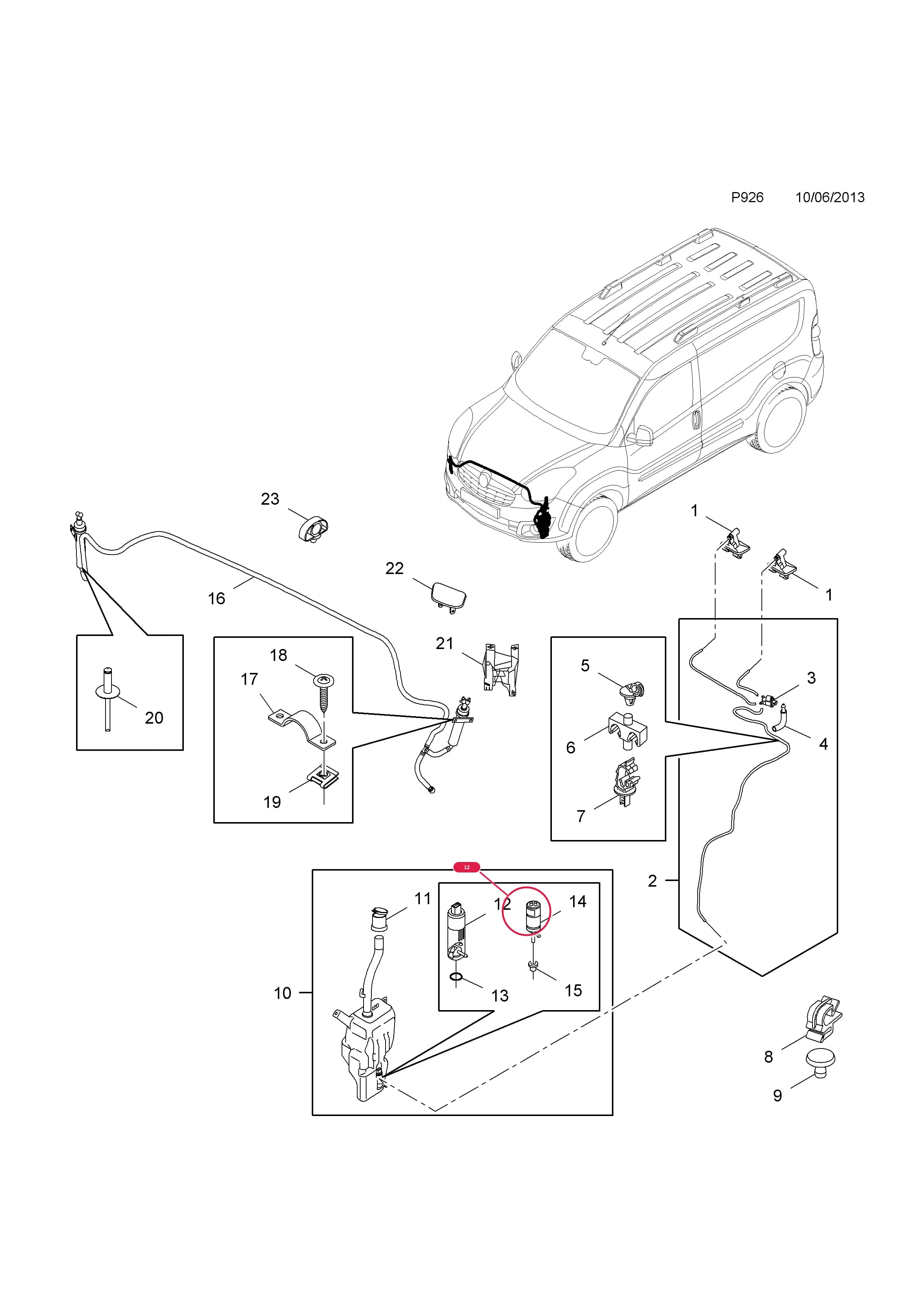 -PUMP,RESERVOIR,WINDSCREEN WASHER — Opel  COMBO-D ( 2012 - ) — P ELECTRICAL › 11 BODY