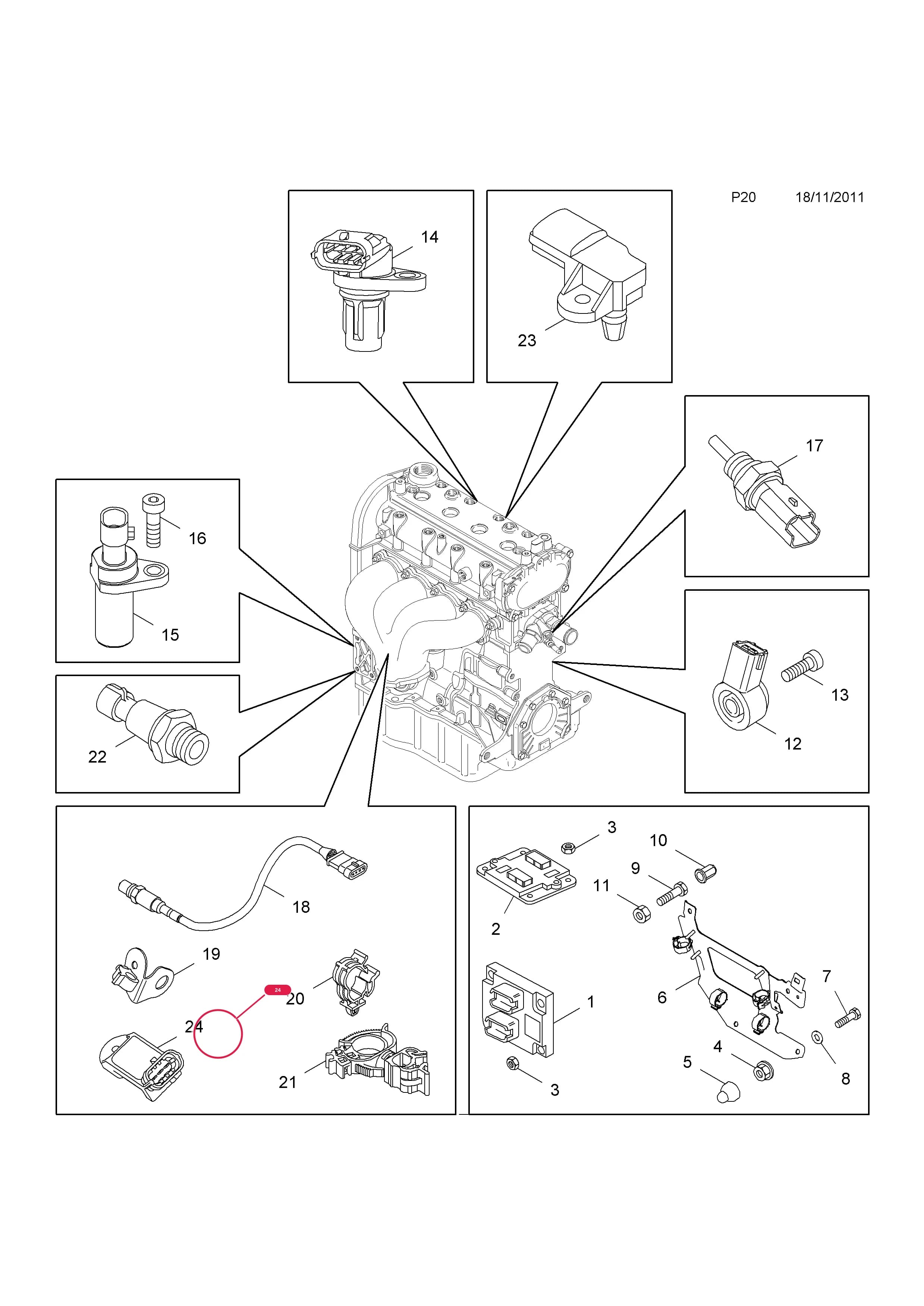SENSOR,TURBOCHARGER EXHAUST GAS PRESSURE — Opel  COMBO-D ( 2012 - ) — P ELECTRICAL › 1 ENGINE AND COOLING