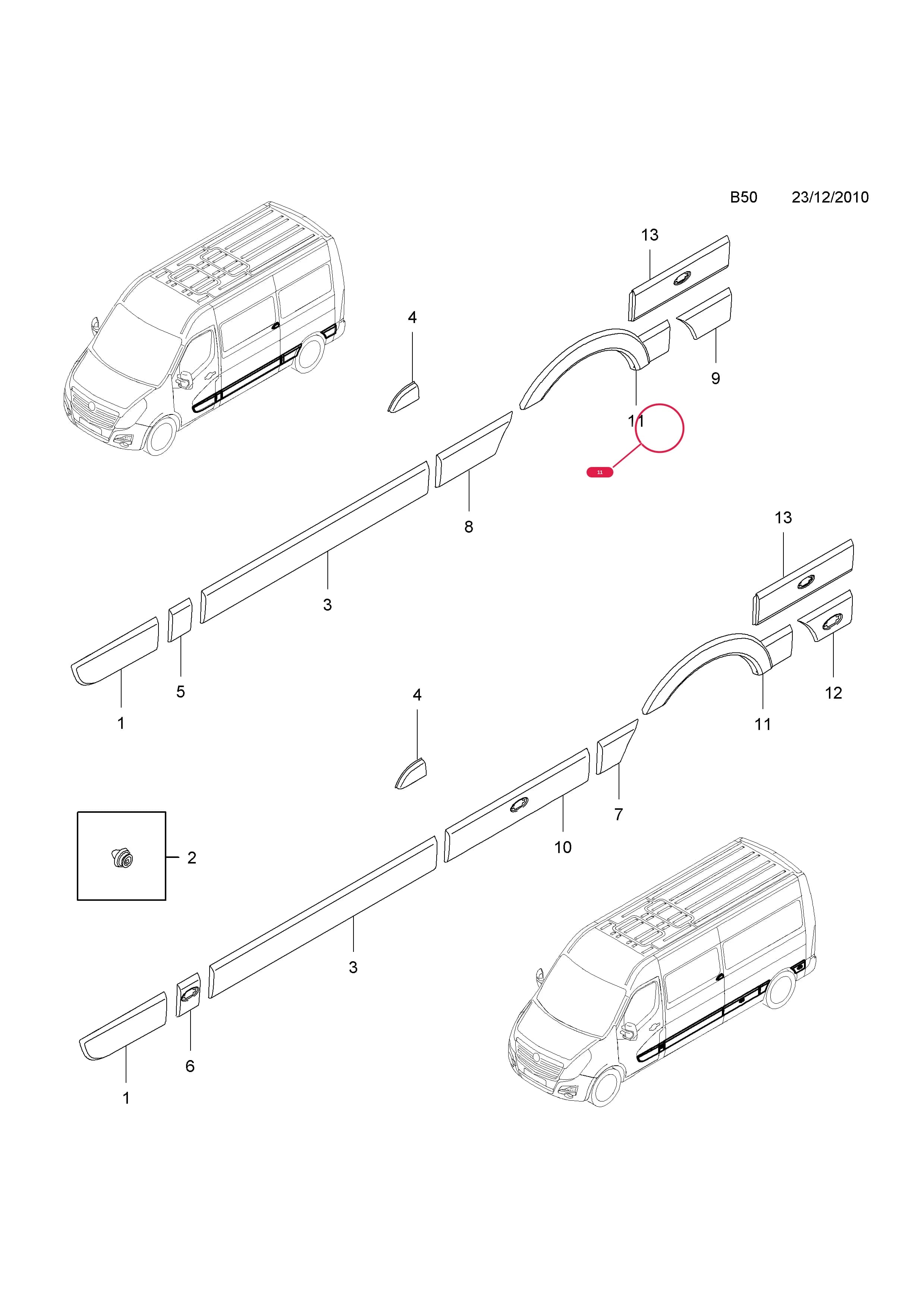 MOULDING,REAR WHEEL ARCH,RH (FOR TWIN REAR WHEELS) — Opel  MOVANO-B ( 2010 - ) — B BODY EXTERIOR FITTINGS › 8 BODY MOULDINGS