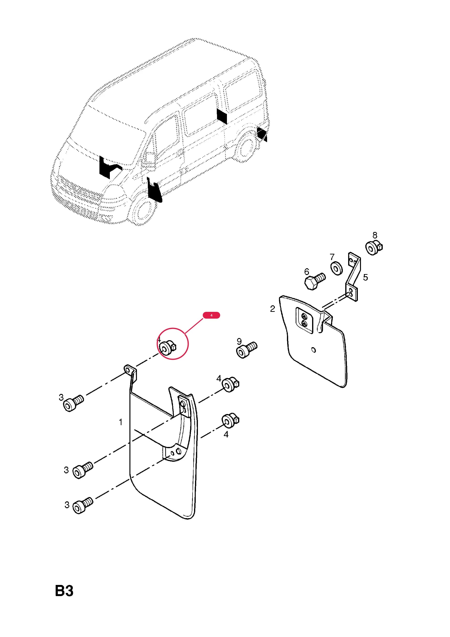 NUT,INSERT,M6,MUDFLAP TO FRONT WHEEL HOUSING — Opel MOVANO-A ( 1999 - 2010) — B BODY EXTERIOR FITTINGS › 2 MUDFLAPS