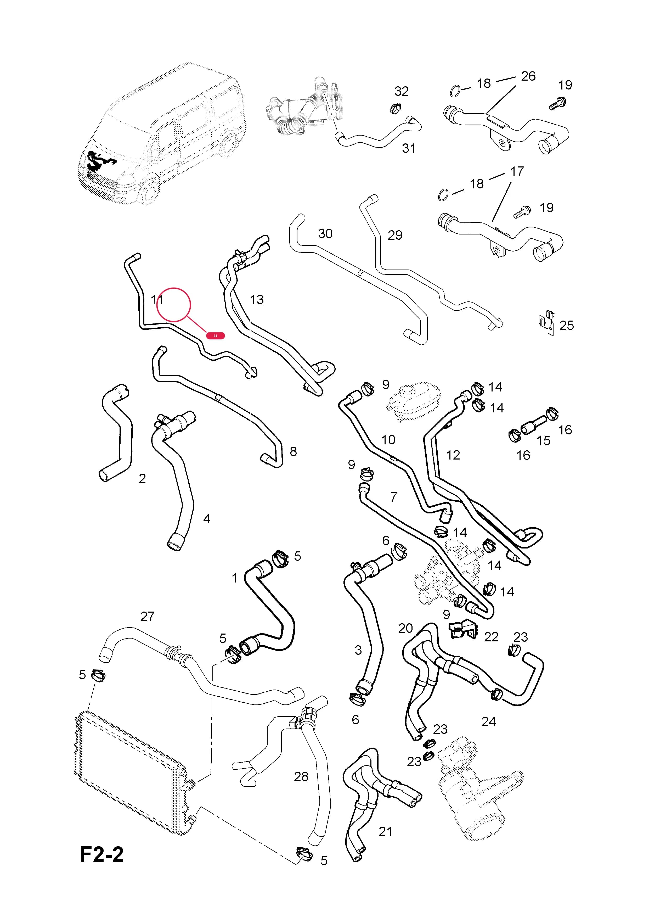 HOSE,VENTILATION,THERMOSTAT HOUSING TO HEADER TANK — Opel  MOVANO-A ( 1999 -  2010) — F COOLING › 16.HOSES AND PIPES