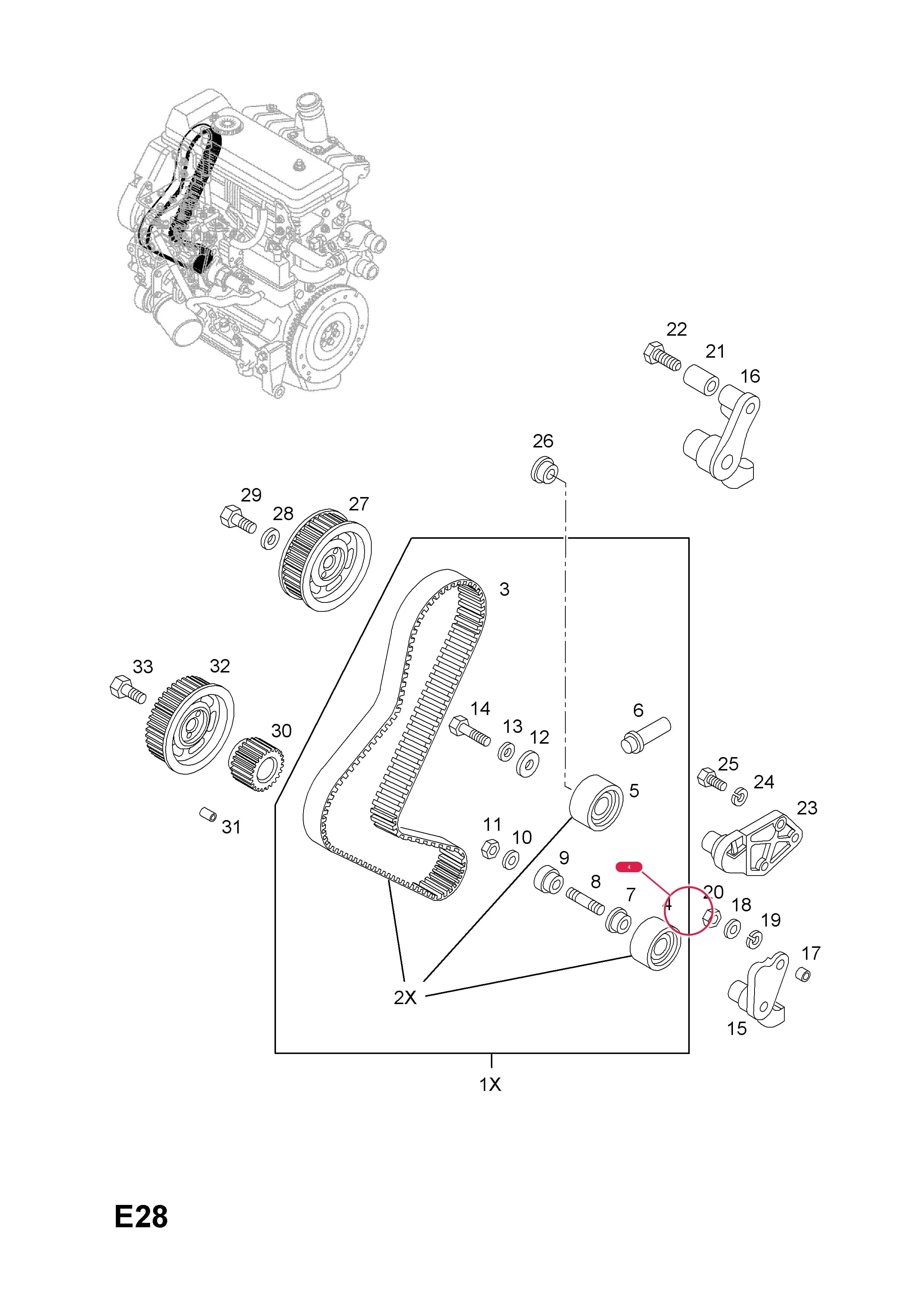 --ROLLER,TENSION,TIMING BELT — Opel  MOVANO-A ( 1999 -  2010) — E ENGINE AND CLUTCH › 3 25D - S8U-772 DIESEL ENGINE