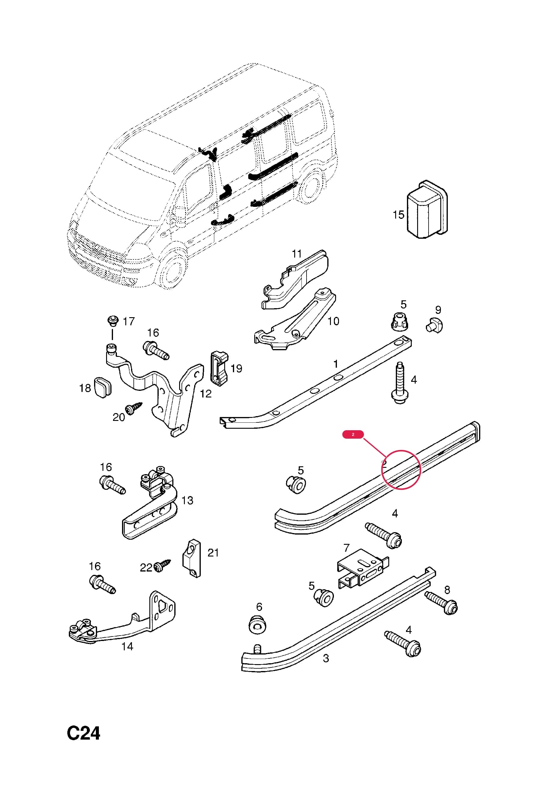 RAIL,ASSY.,GUIDE,SIDE SLIDING DOOR,CENTRE,RH (WITH TRIM) — Opel  MOVANO-A ( 1999 -  2010) — C BODY INTERIOR FITTINGS › 14 SIDE SLIDING DOOR ROLLER AND RAIL