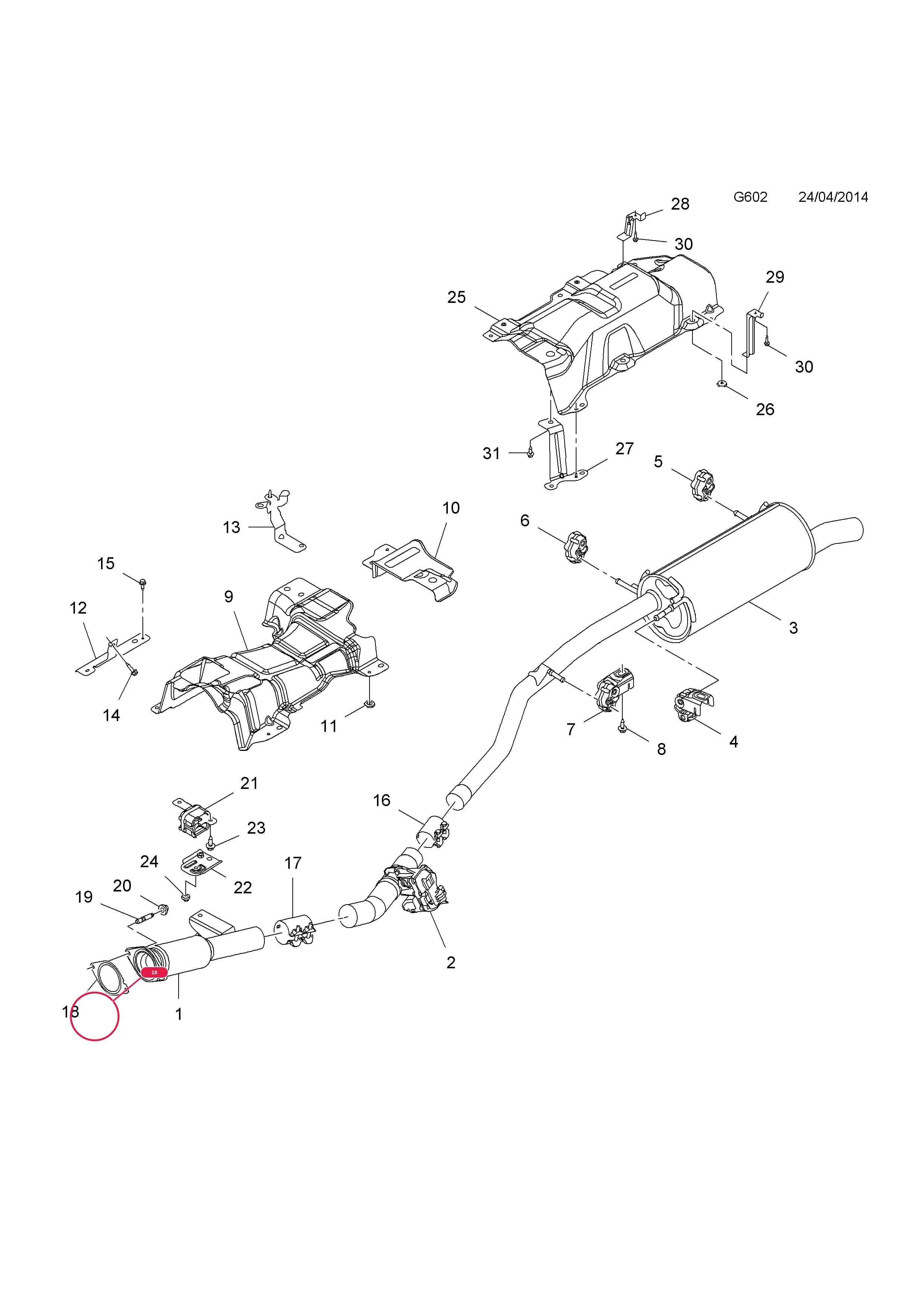 GASKET,PIPE,EXHAUST,FRONT — Opel  VIVARO-B ( 2015 - ) — G FUEL AND EXHAUST › 3 EXHAUST SYSTEM