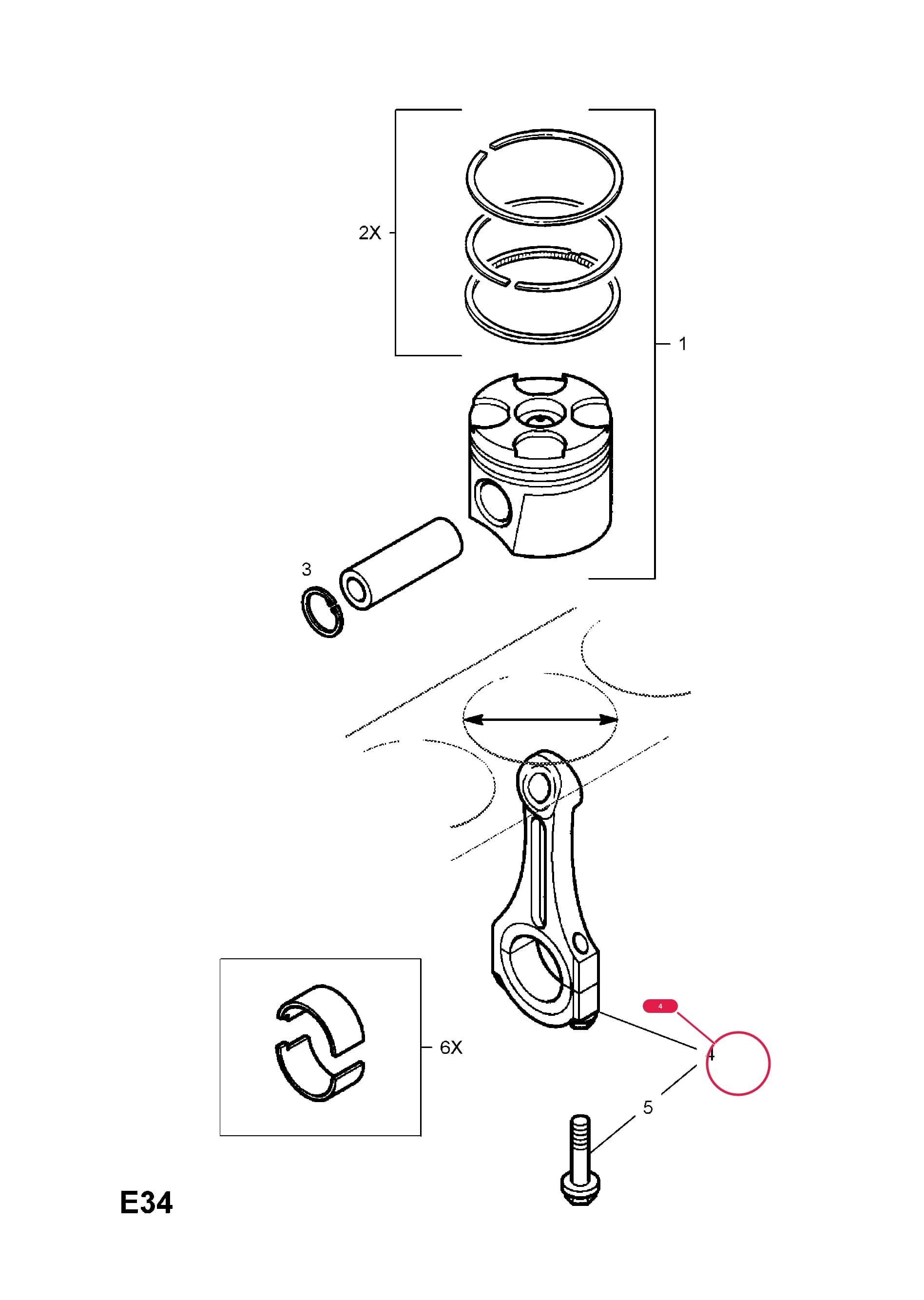 ROD AND CAP,ASSY.,CONNECTING,56.60MM ID (SET OF 4) (208 MM LONG) — Opel  VIVARO-A ( 2001 - ) — E ENGINE AND CLUTCH › 5 25DTI - G9U-630,G9U-730 TURBO-DIESEL ENGINES