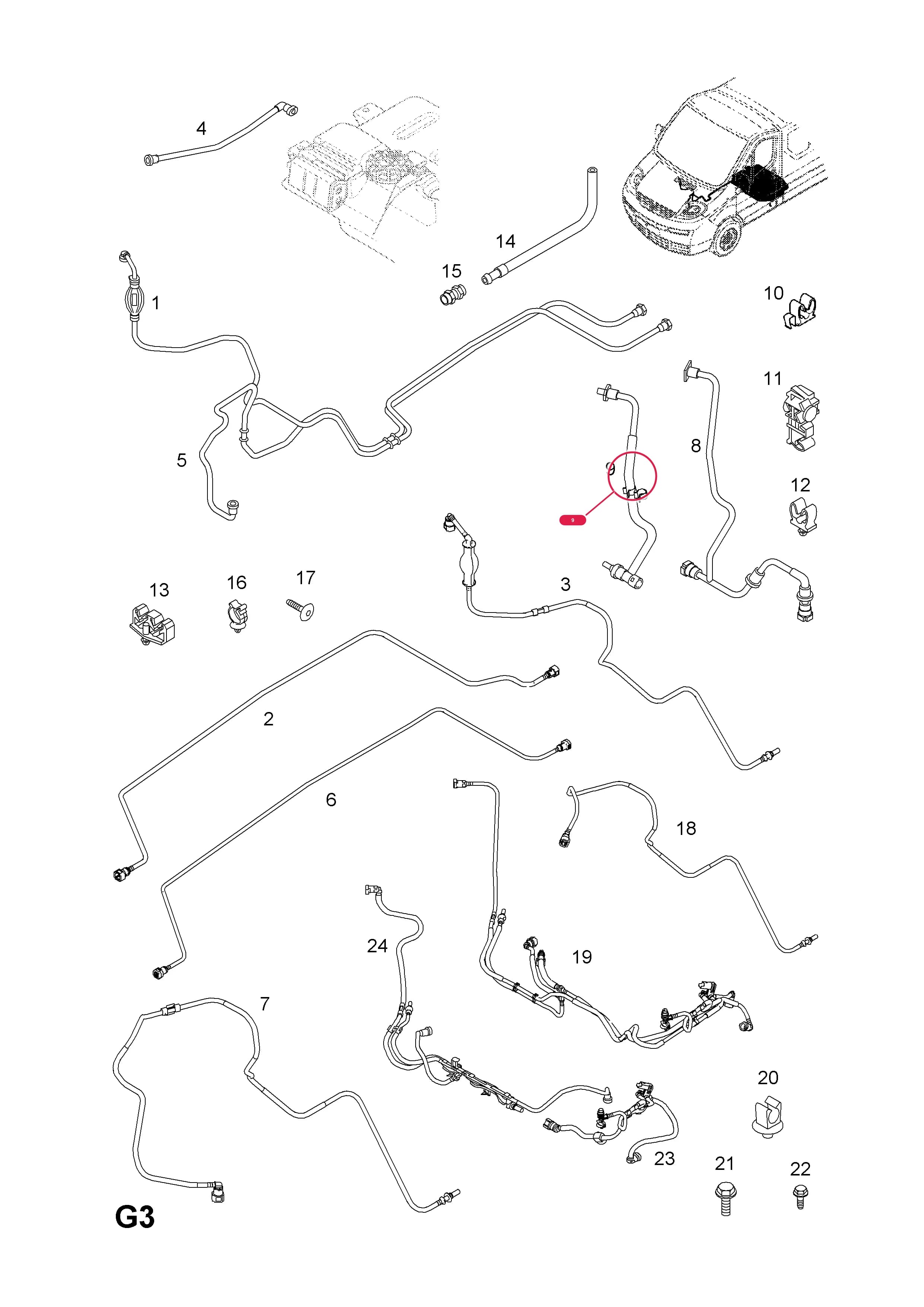 HOSE,CONNECTING,FUEL FILTER TO PUMP — Opel VIVARO-A ( 2001 - ) — G FUEL AND EXHAUST › 118.19DT,19DTI - F9Q-762,F9Q-760 TURBO-DIESEL ENGINES
