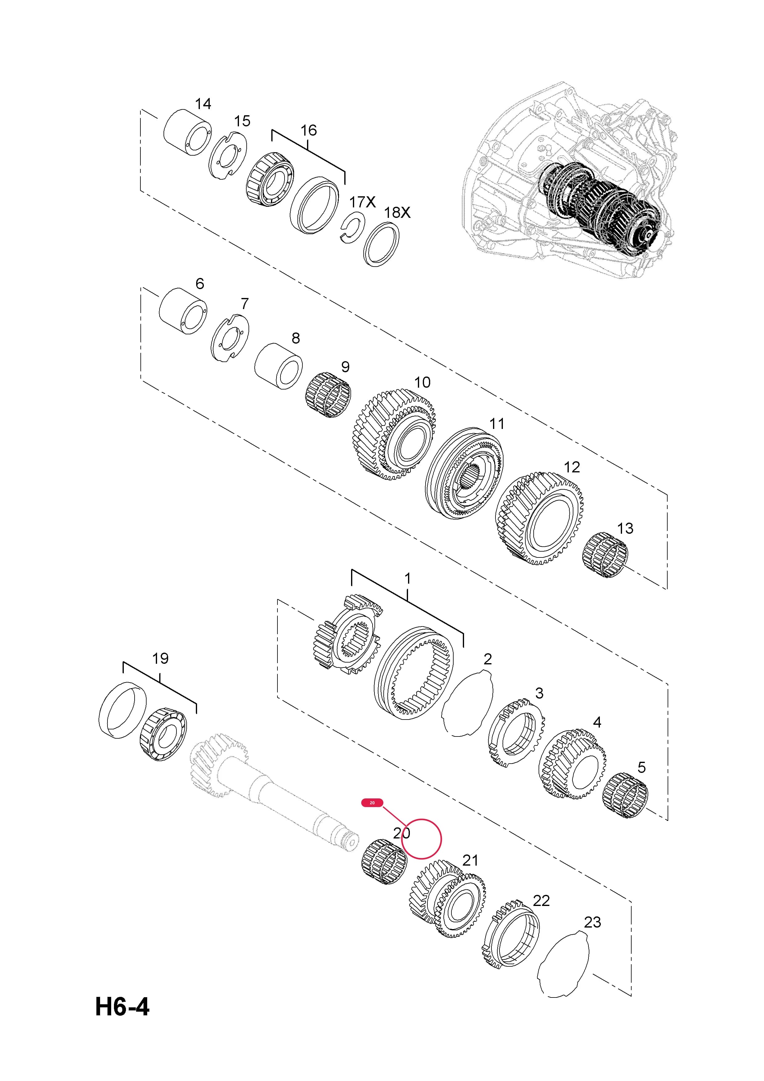 BEARING,NEEDLE,SIXTH GEAR (PA0-001,PA0-002,PA0-009,PA0-010) — Opel  VIVARO-A ( 2001 - ) — H TRANSMISSION › 2 EASYTRONIC TRANSMISSION