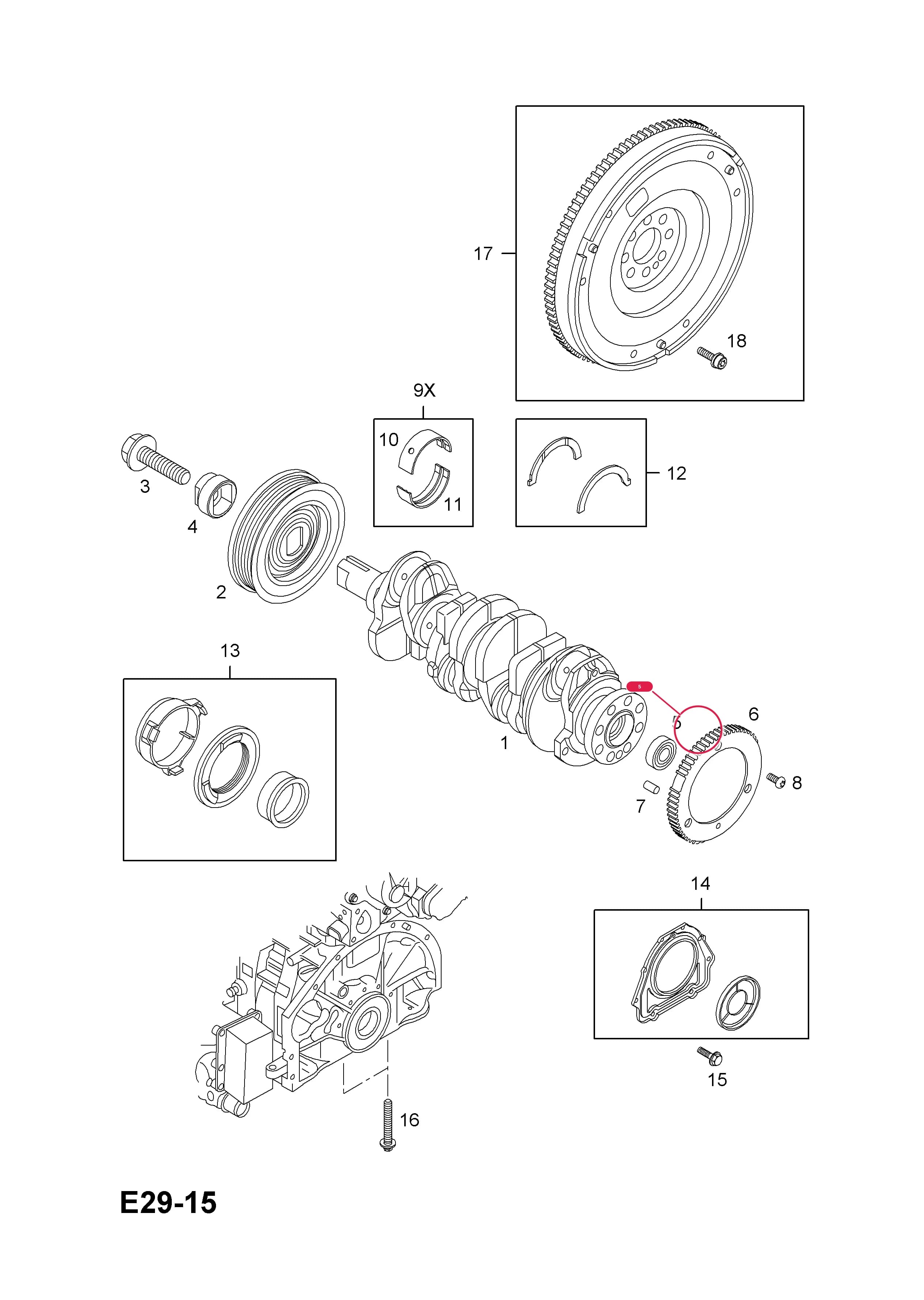 BEARING 17X40X12,FLYWHEEL TO CRANKSHAFT — Opel  VIVARO-A ( 2001 - ) — E ENGINE AND CLUTCH › 4 20DTI-M9R-780,M9R-782,M9R-784,M9R-786,M9R-788,M9R-630,M9R-692 TURBO DIESEL ENGINES