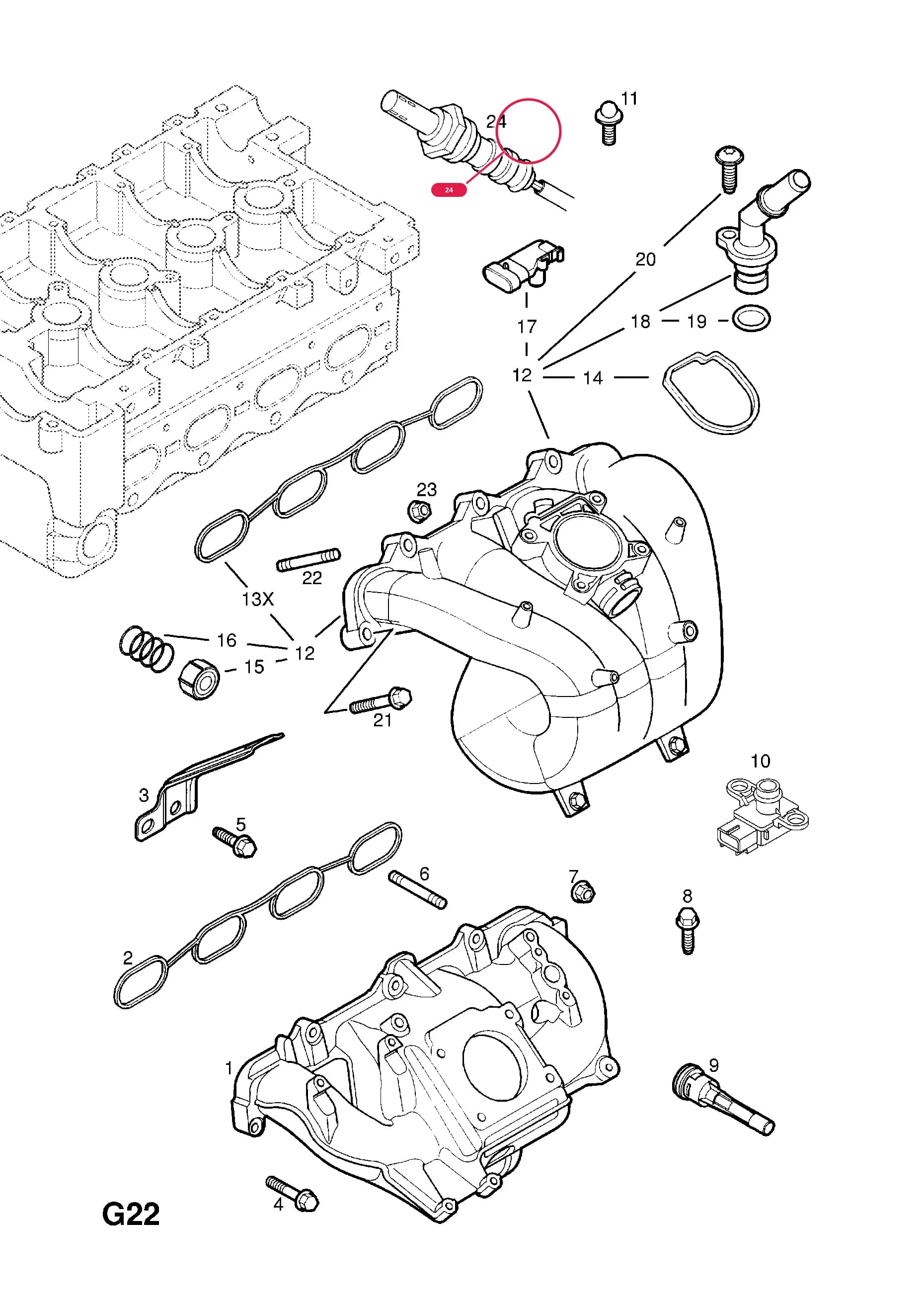 SENSOR,OXYGEN,WITH HARNESS,FRONT (POSITION 1) — Opel  VECTRA-C ( 2002 -  2008) — G FUEL AND EXHAUST › 215.INDUCTION MANIFOLD (CONTD.)