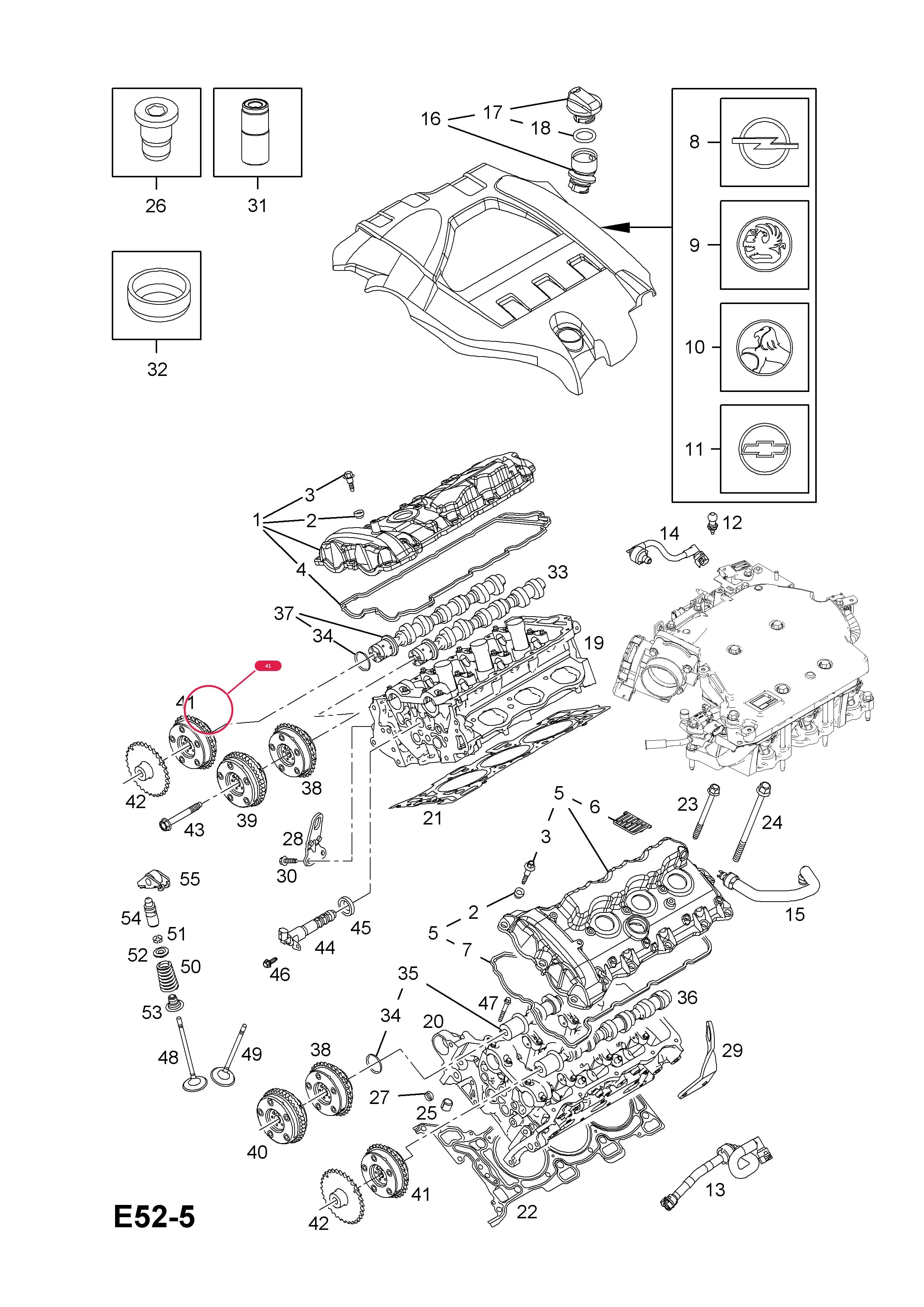 GEAR,TIMING,CAMSHAFT,EXHAUST,FOR VARIABLE VALVE TIMING - EXHAUST SIDE — Opel  VECTRA-C ( 2002 -  2008) — E ENGINE AND CLUTCH › 8 Z28NEL[LDQ],Z28NET[LP9] PETROL ENGINES